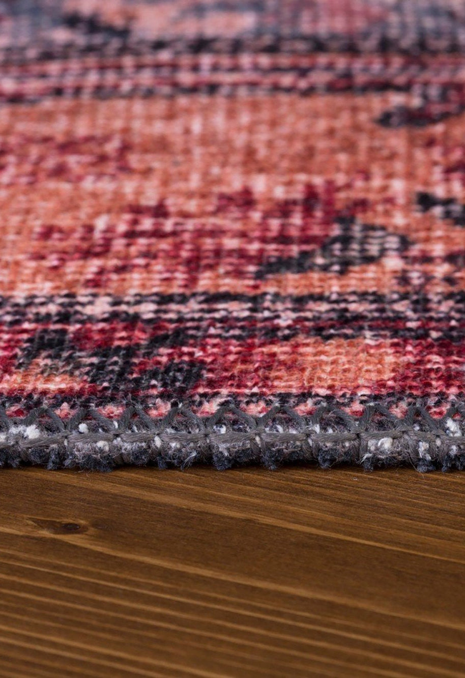 Nara Rug Turkish Red Orange Gray Rug