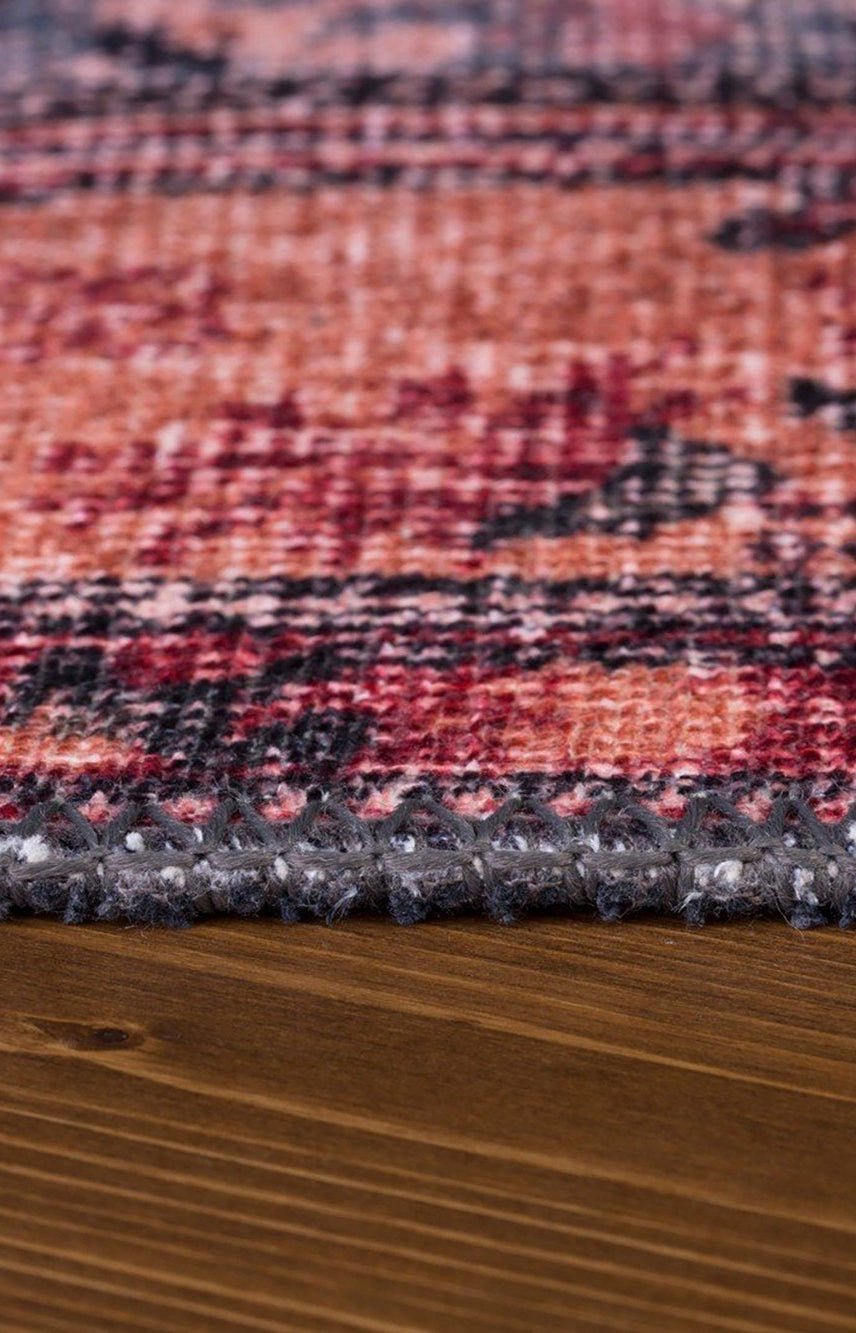 Nara Rug Turkish Red Orange Gray Rug