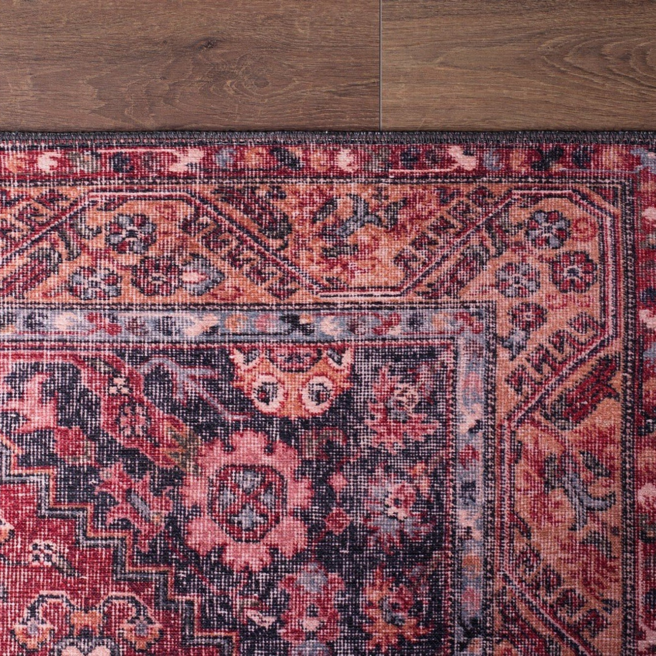 Nara Rug Turkish Red Orange Gray Rug