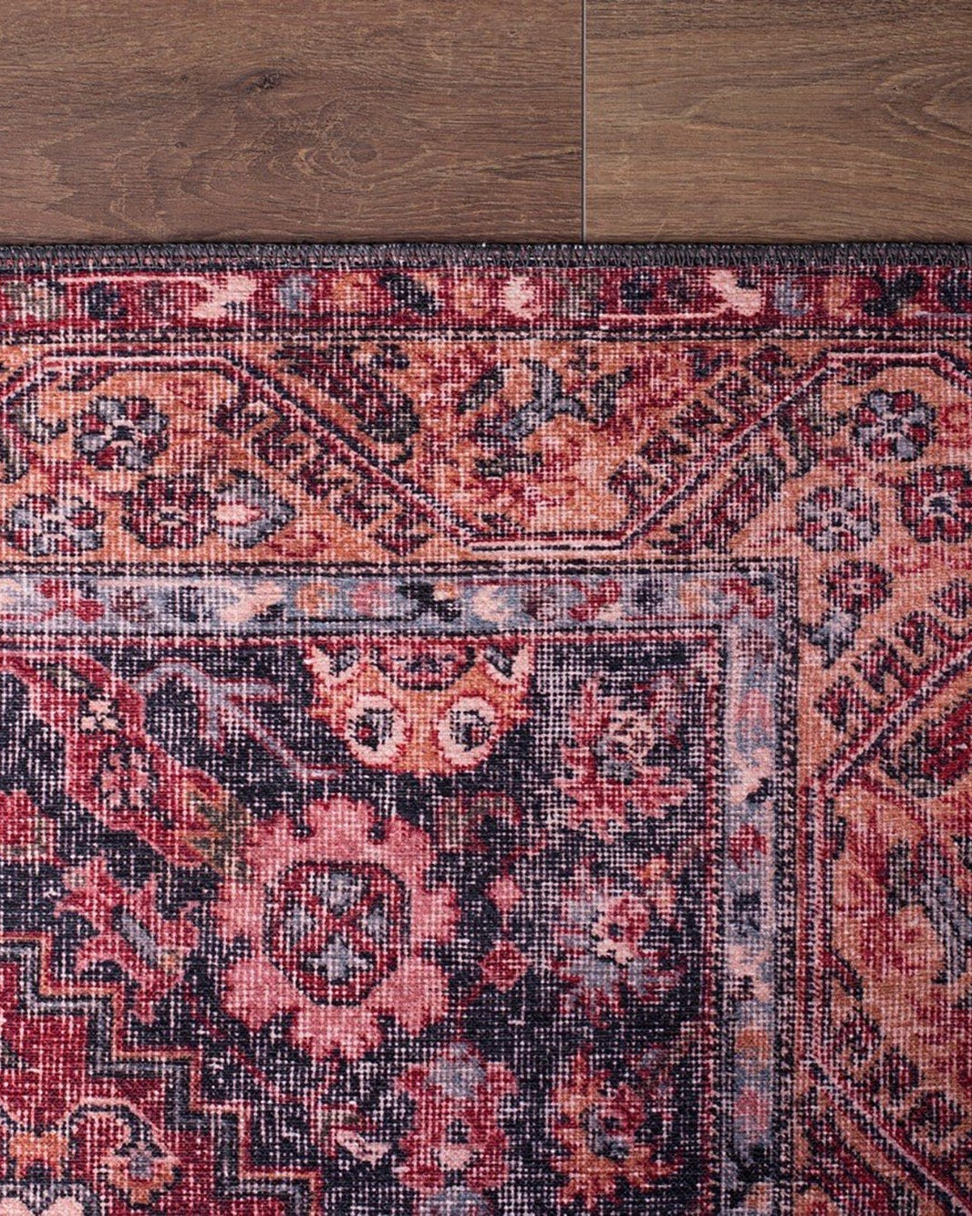 Nara Rug Turkish Red Orange Gray Rug