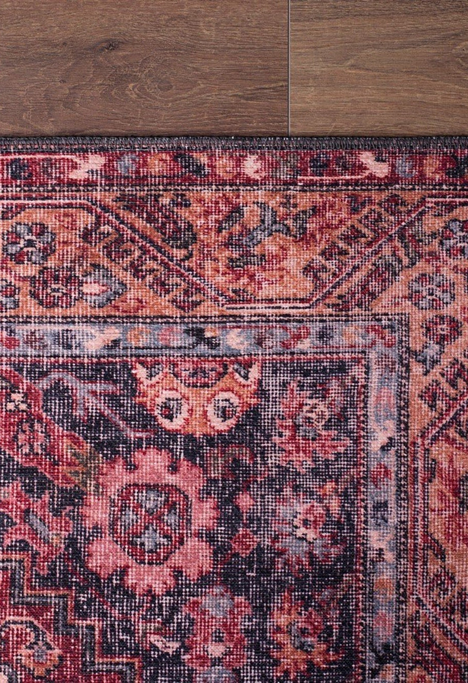 Nara Rug Turkish Red Orange Gray Rug