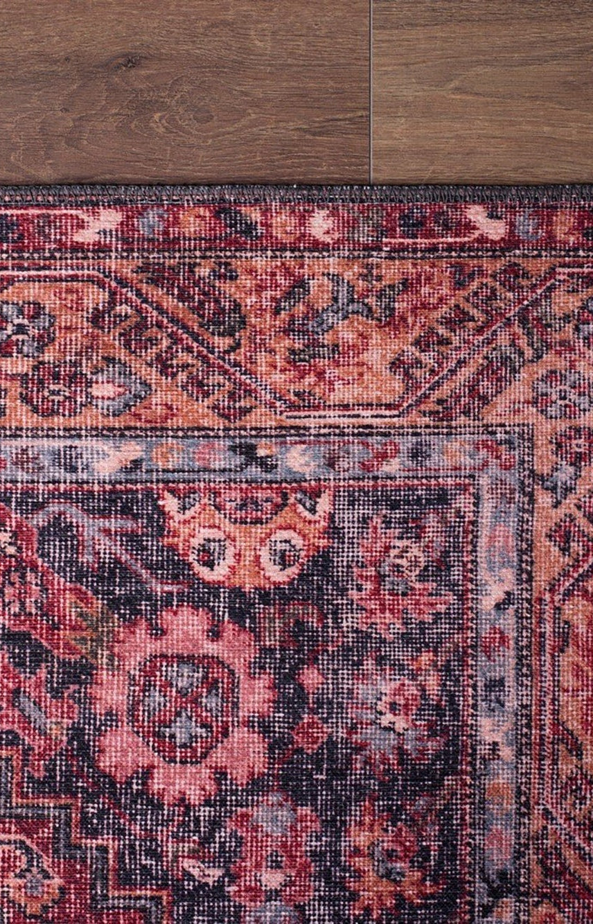 Nara Rug Turkish Red Orange Gray Rug