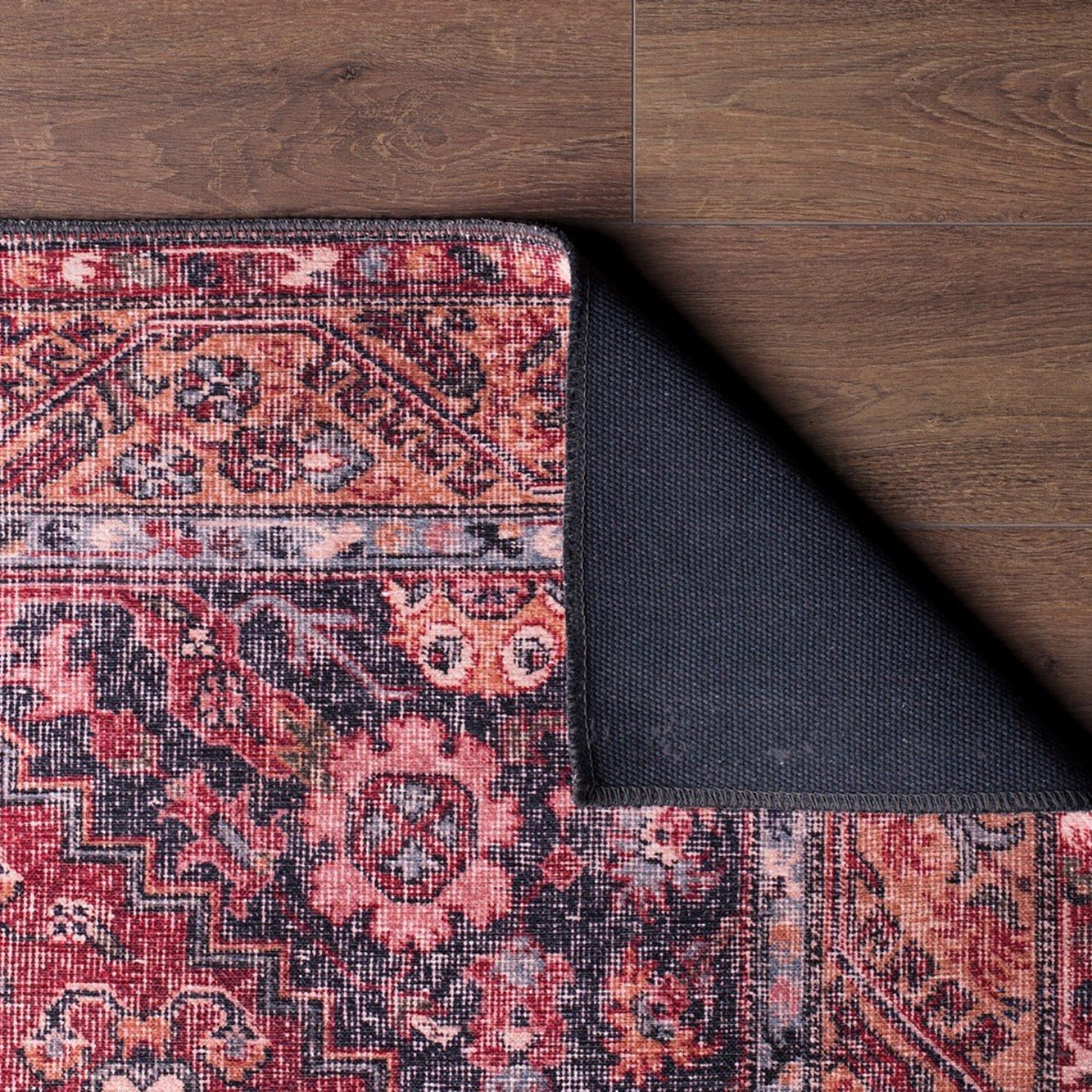 Nara Rug Turkish Red Orange Gray Rug