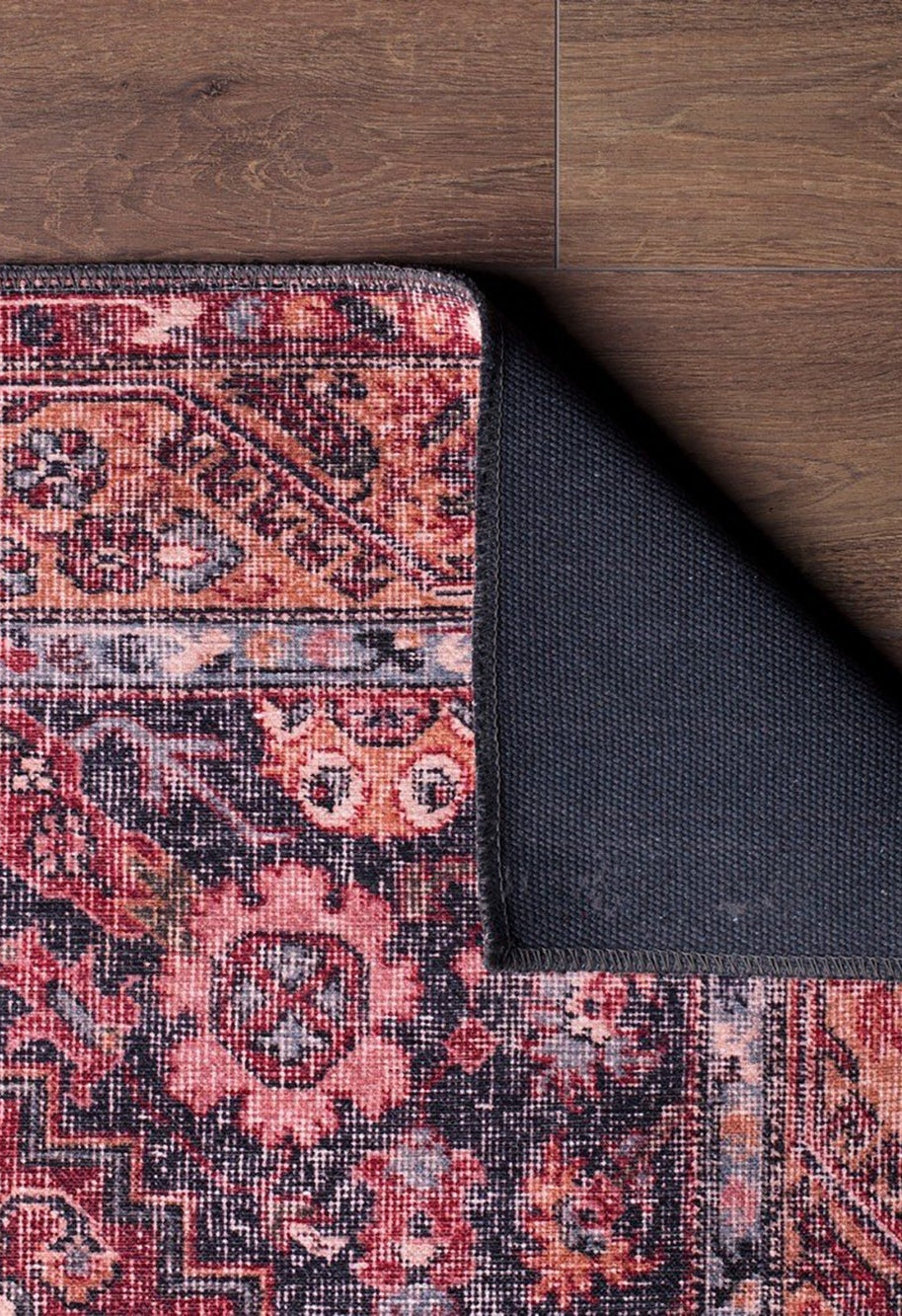 Nara Rug Turkish Red Orange Gray Rug