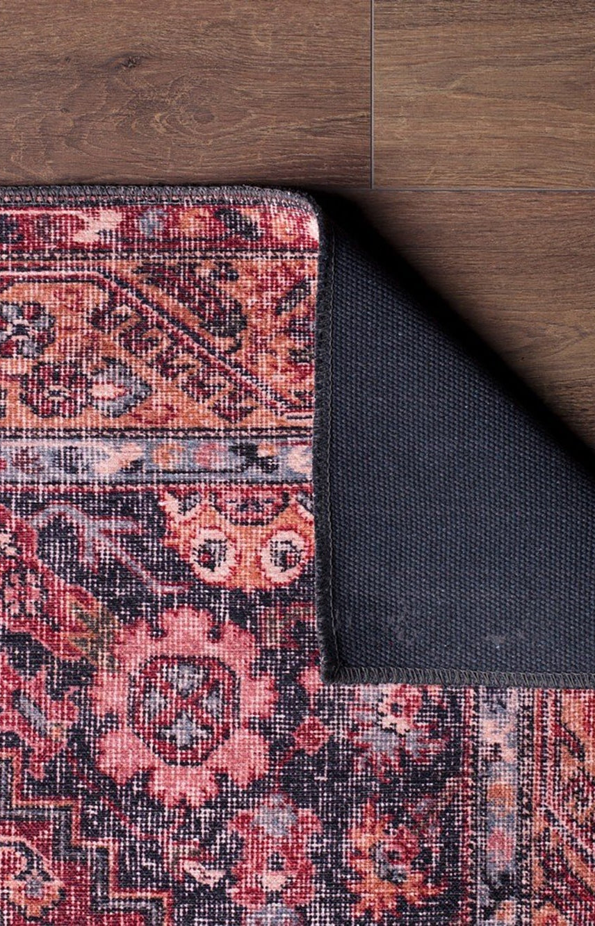 Nara Rug Turkish Red Orange Gray Rug