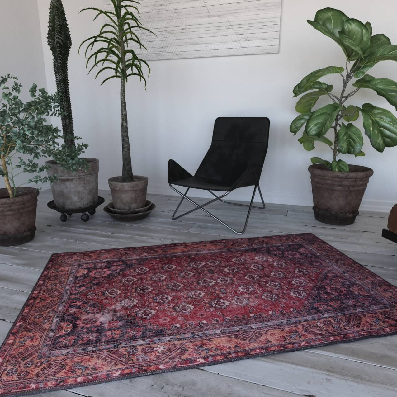 Nara Rug Turkish Red Orange Gray Rug