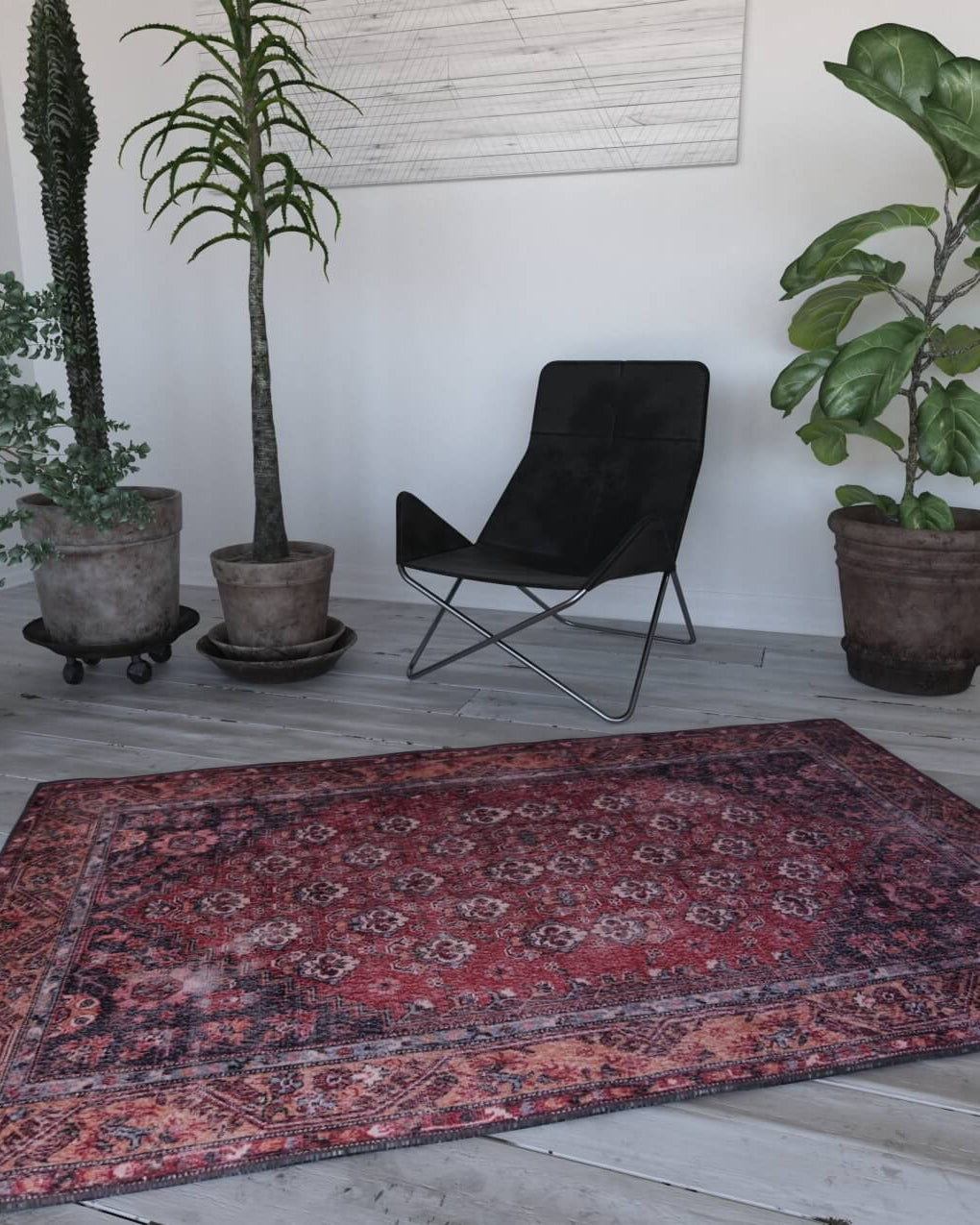 Nara Rug Turkish Red Orange Gray Rug