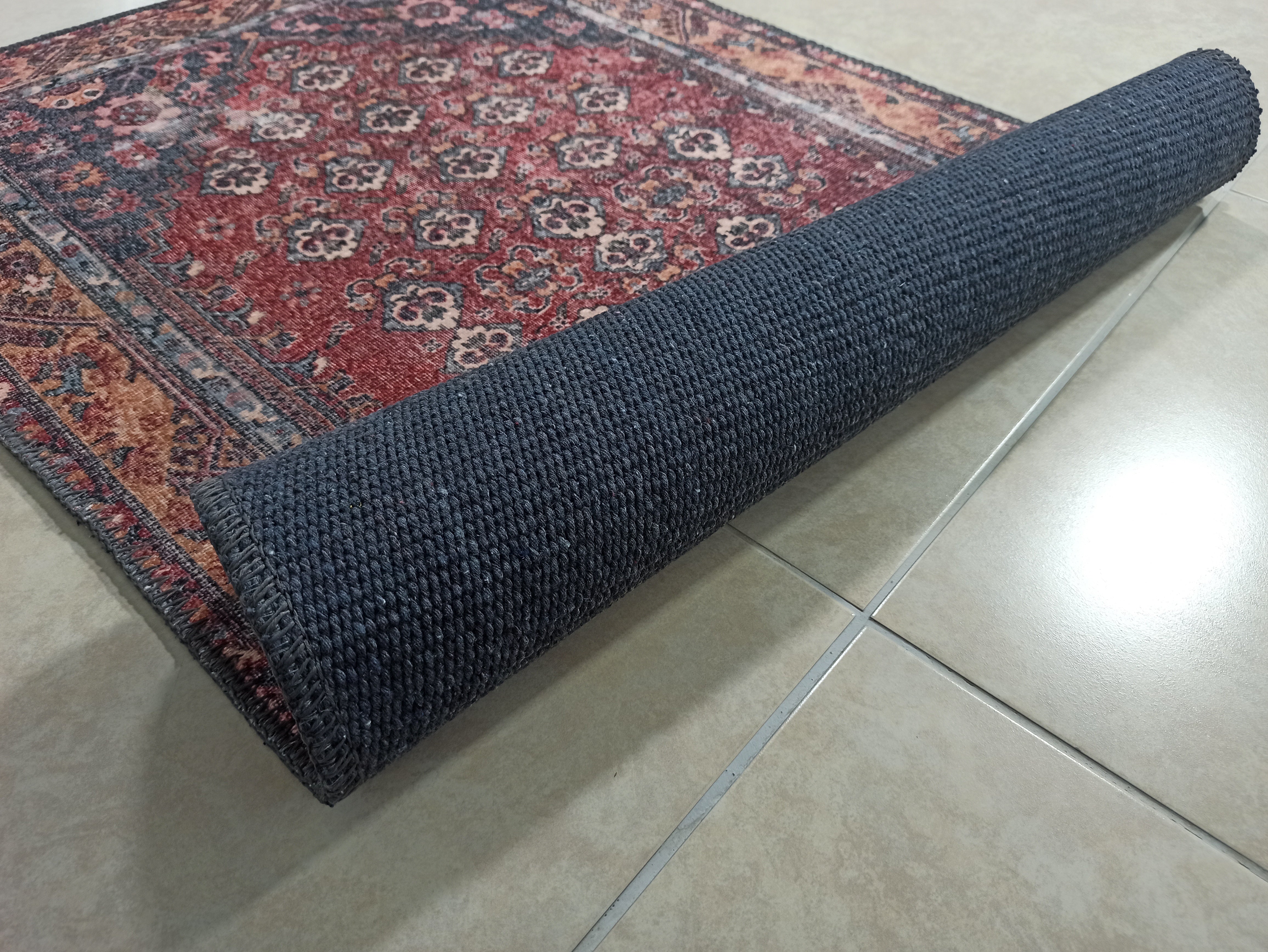 Nara Rug Turkish Red Orange Gray Rug