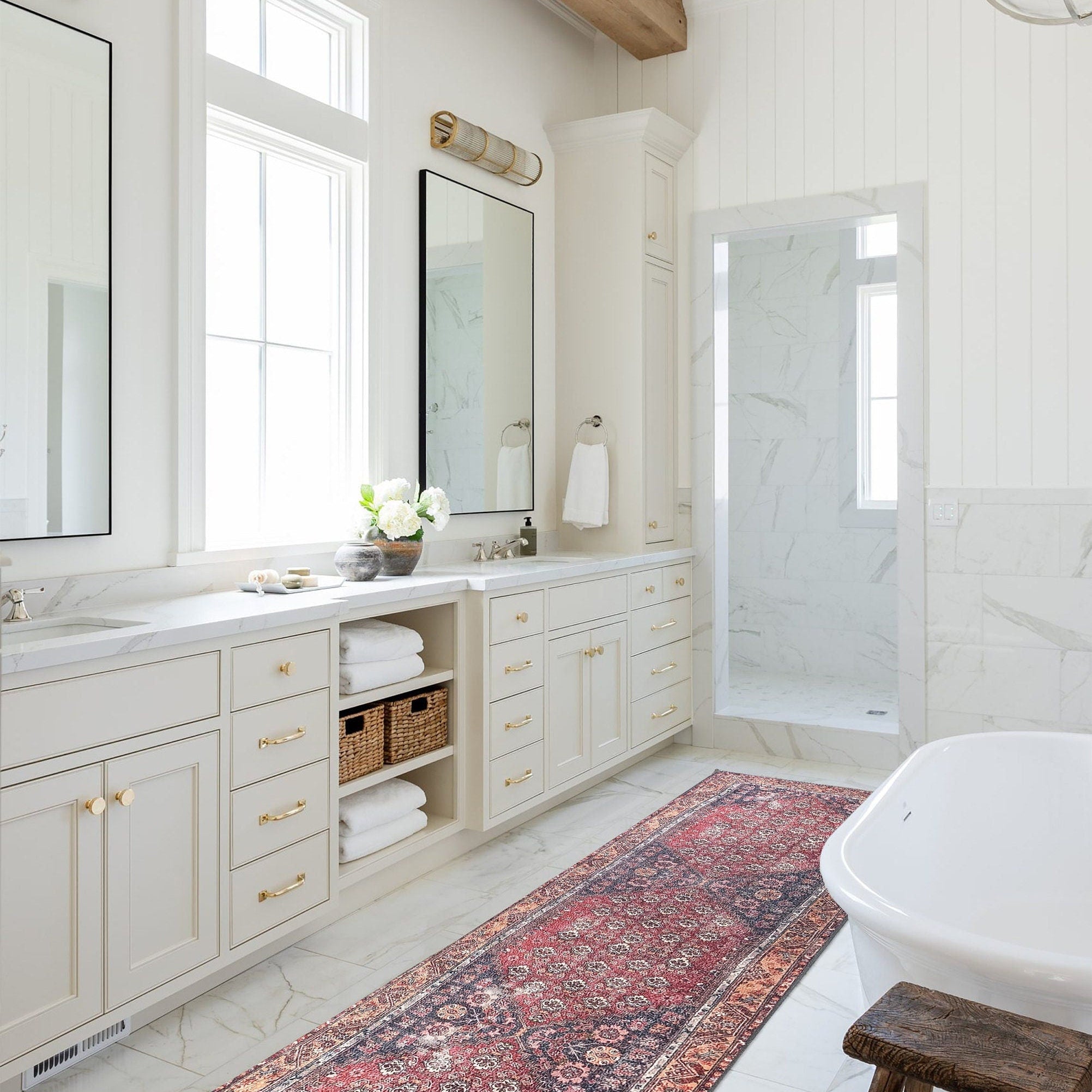 Nara Rug Turkish Red Orange Gray Rug