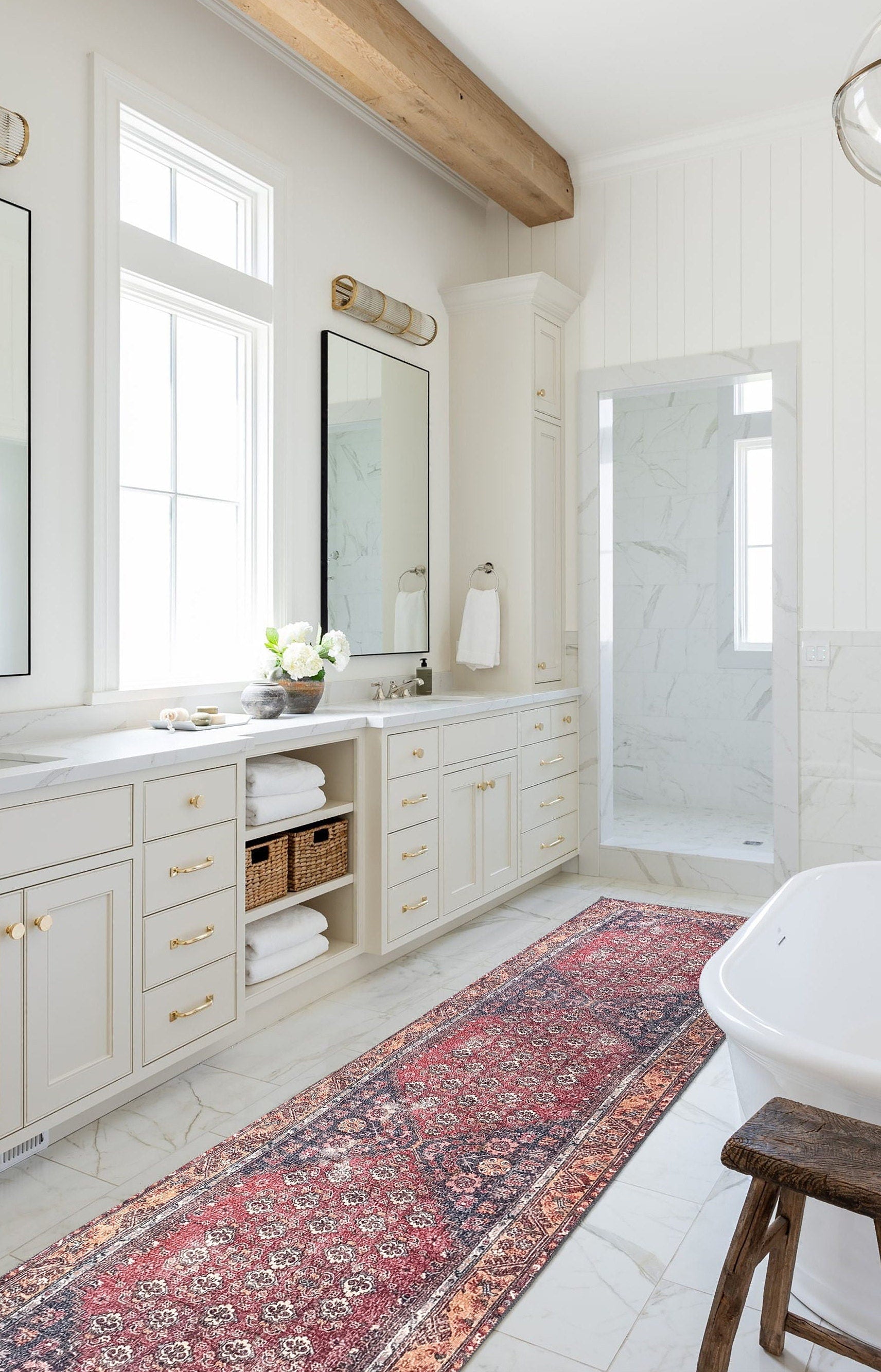 Nara Rug Turkish Red Orange Gray Rug