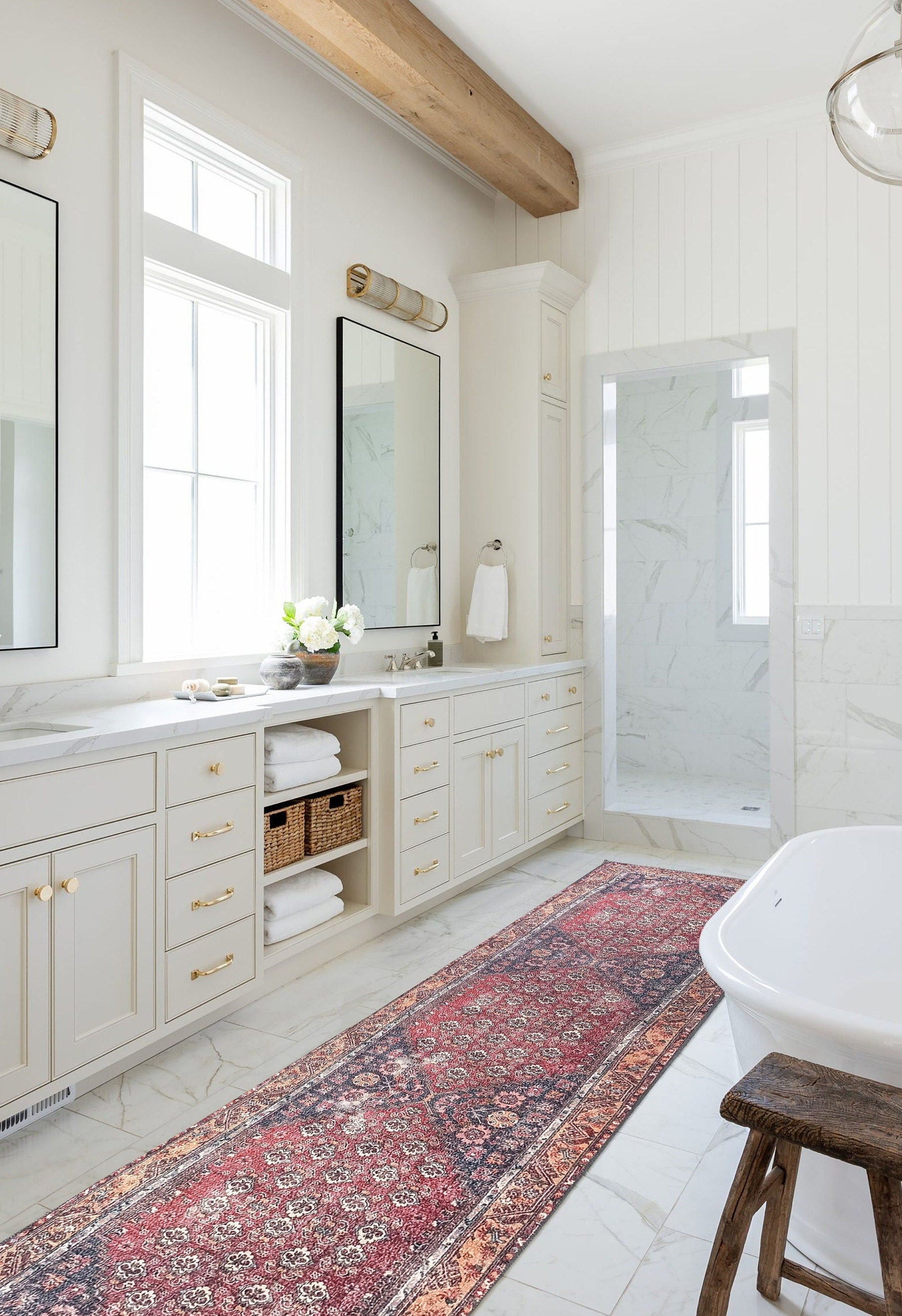 Nara Rug Turkish Red Orange Gray Rug