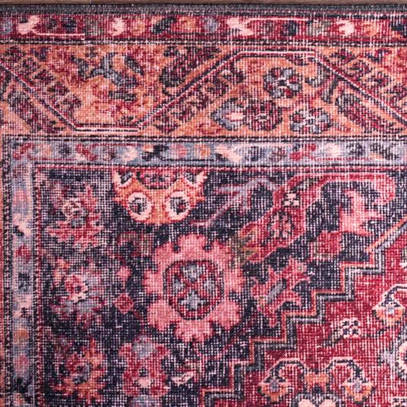 Nara Rug Turkish Red Orange Gray Rug