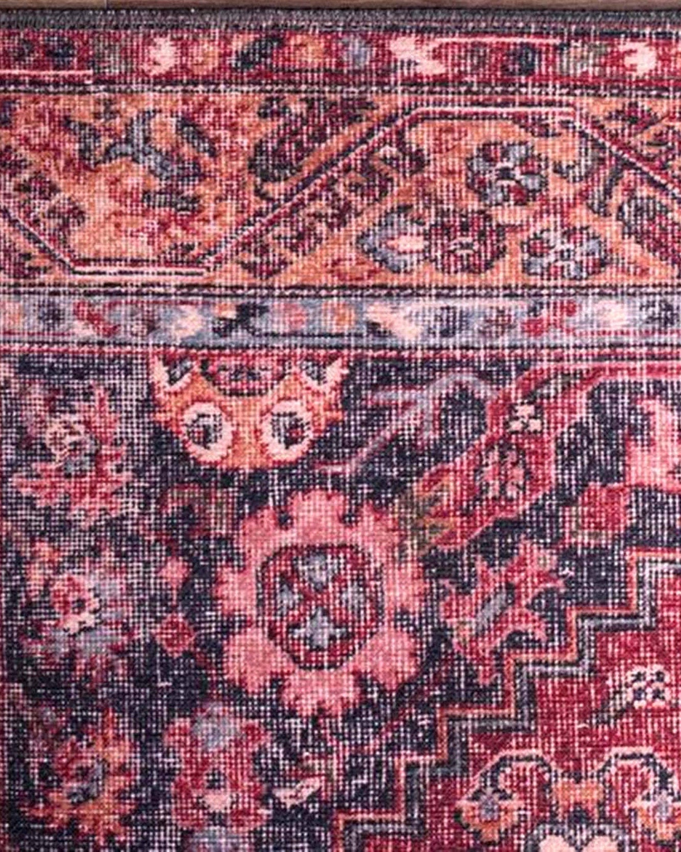 Nara Rug Turkish Red Orange Gray Rug
