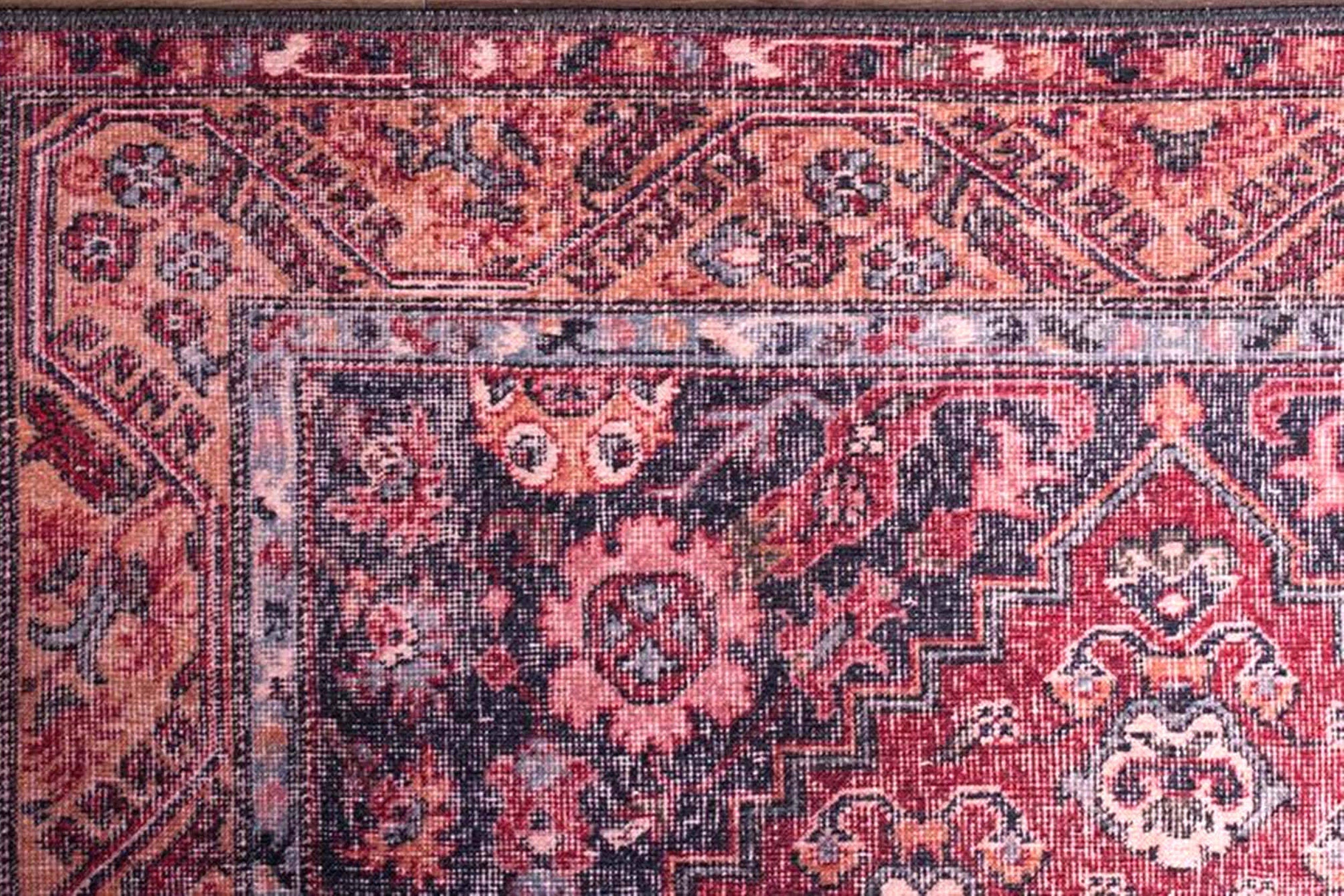 Nara Rug Turkish Red Orange Gray Rug