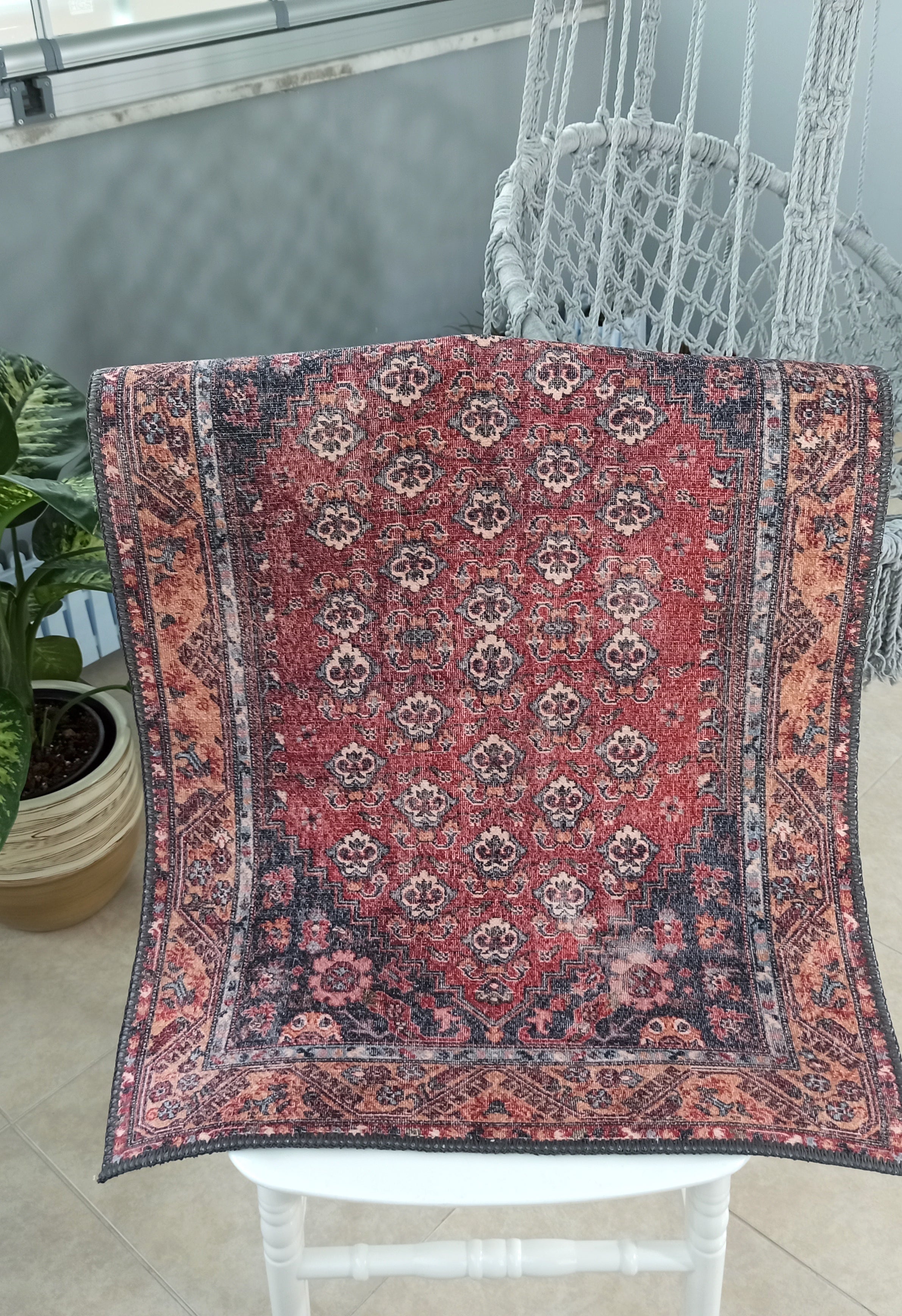Nara Rug Turkish Red Orange Gray Rug