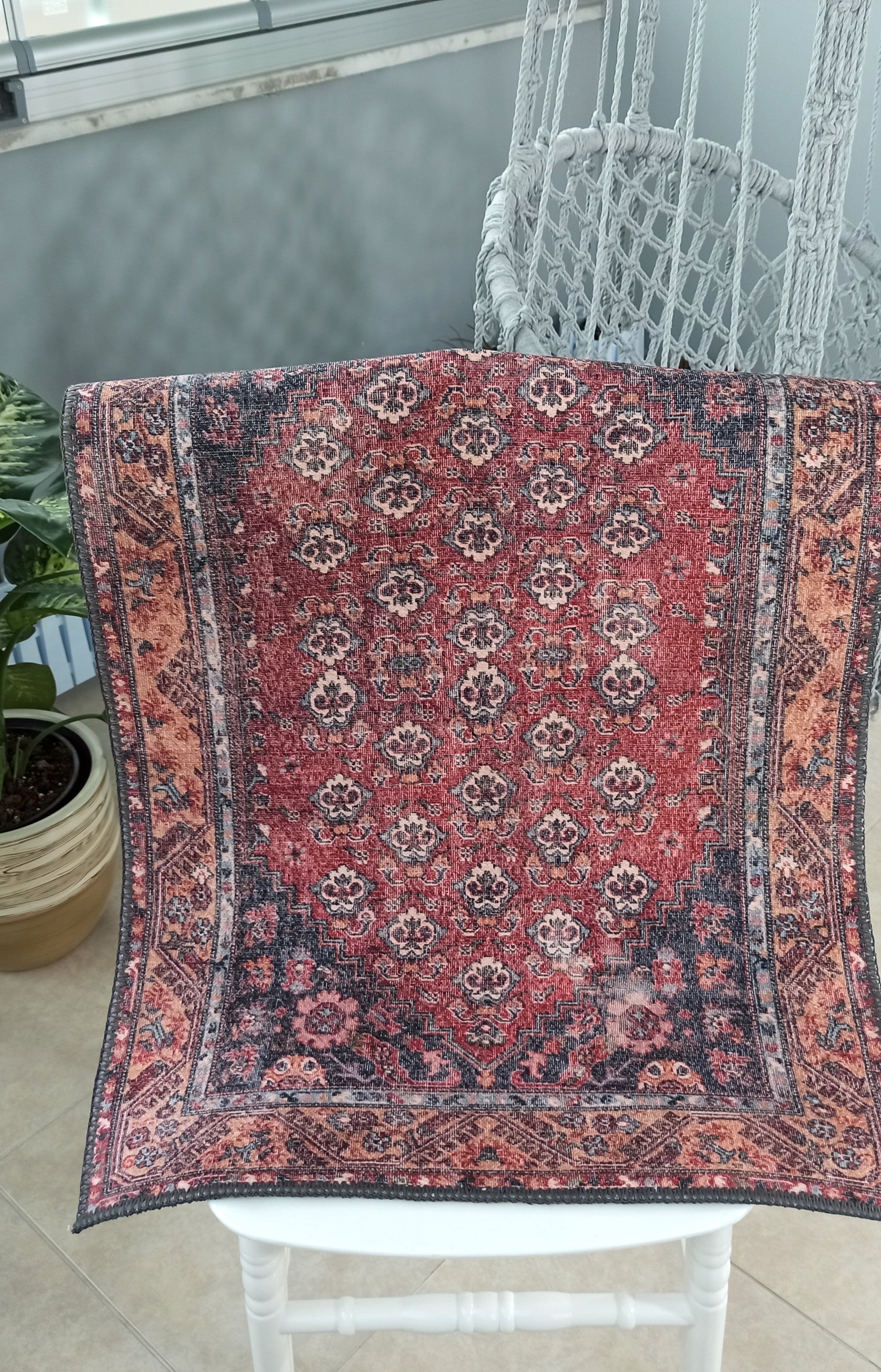 Nara Rug Turkish Red Orange Gray Rug