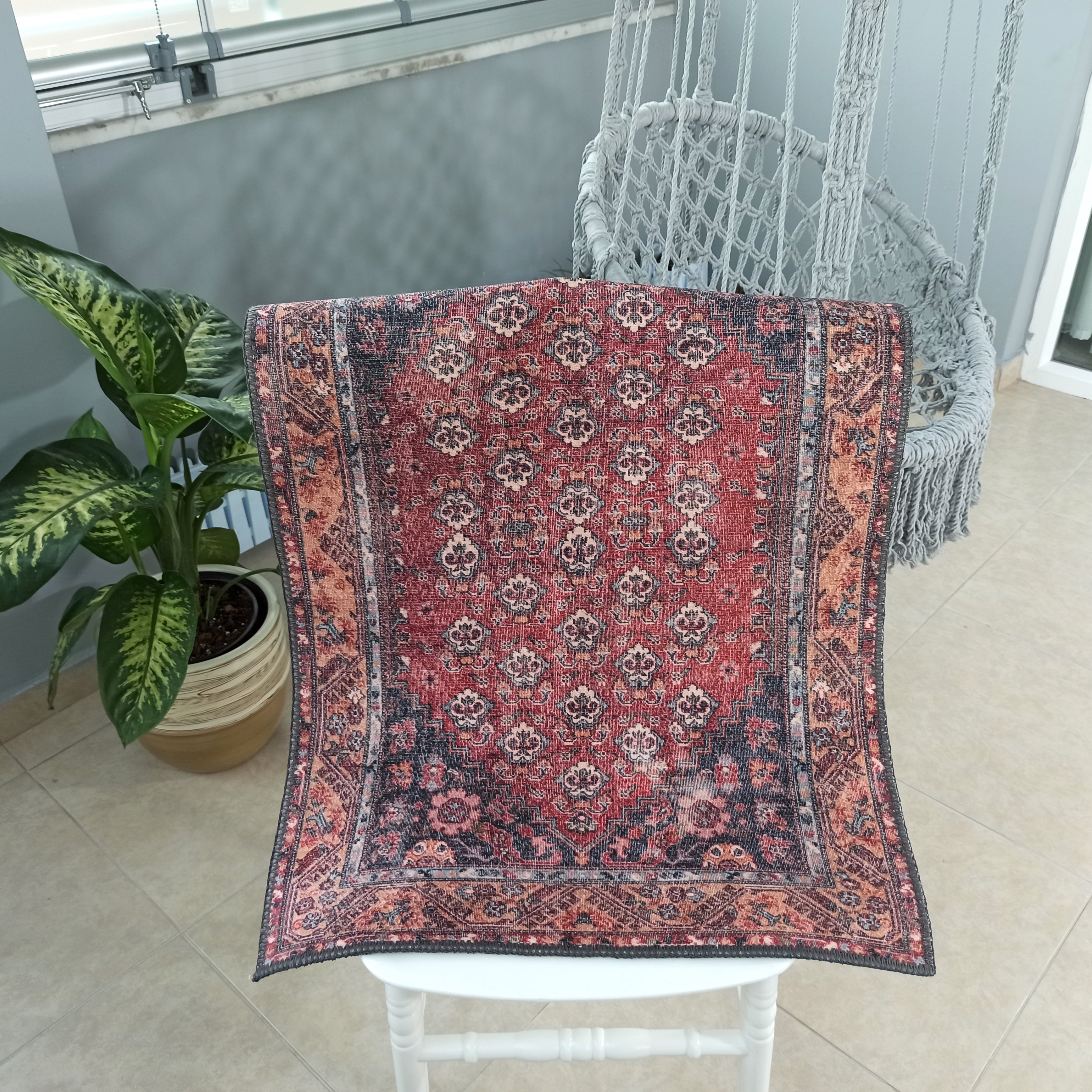 Nara Rug Turkish Red Orange Gray Rug