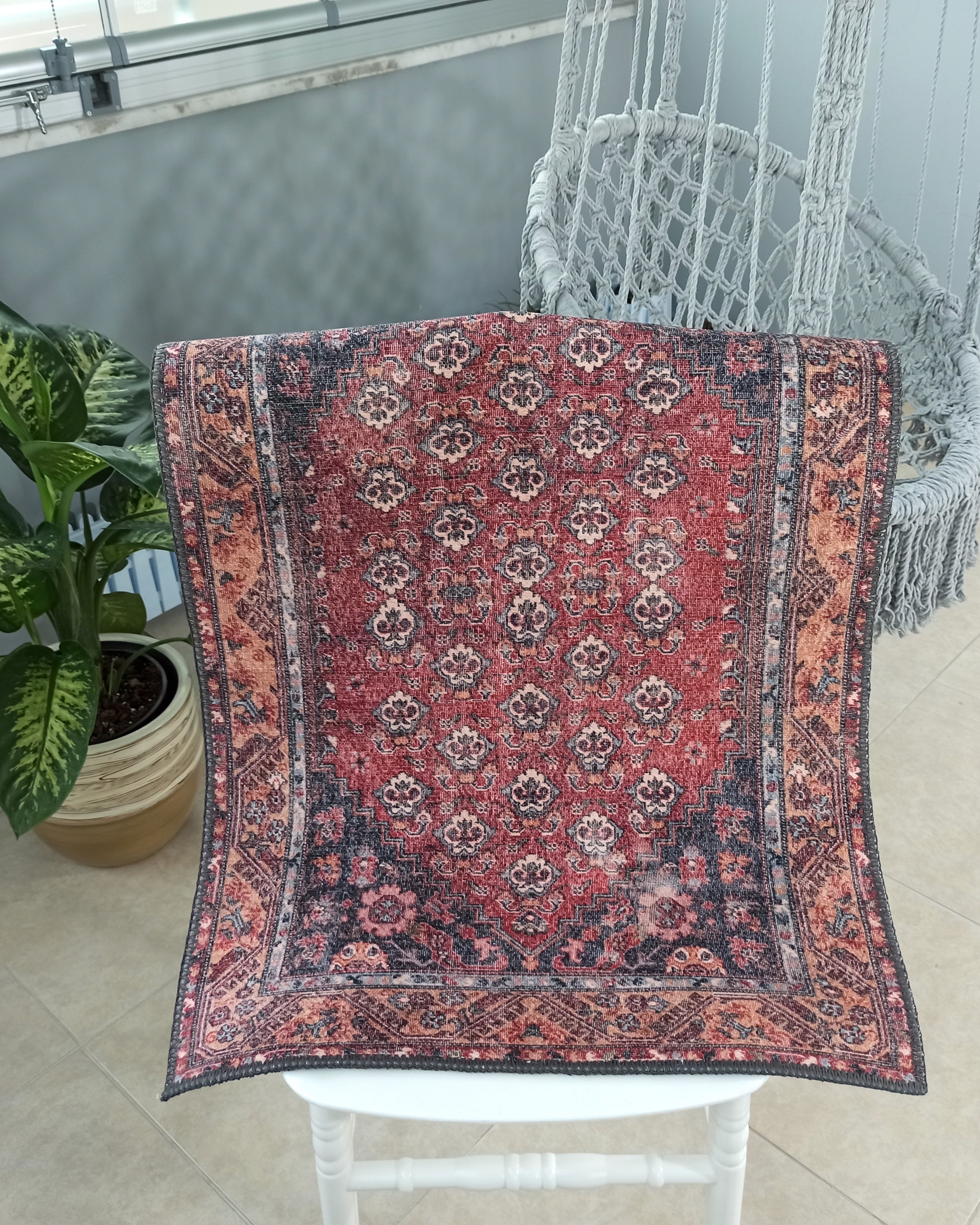 Nara Rug Turkish Red Orange Gray Rug