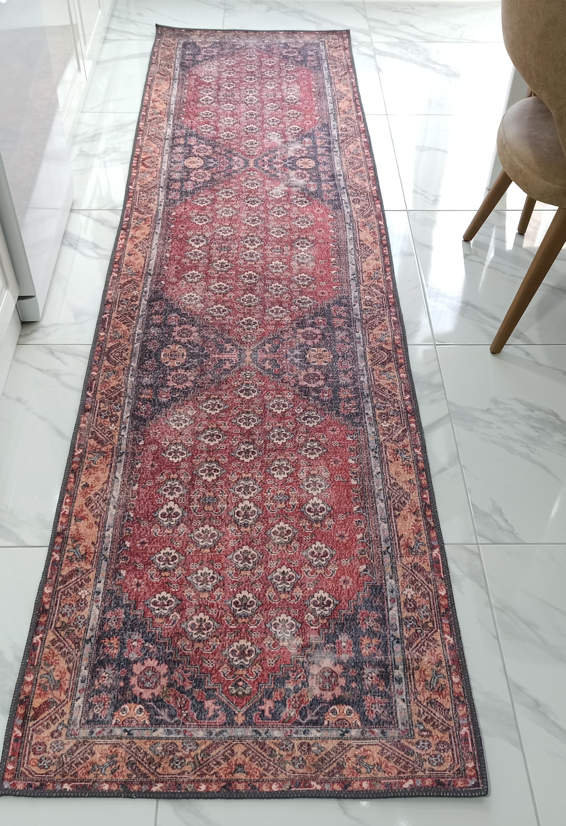 Nara Rug Turkish Red Orange Gray Rug