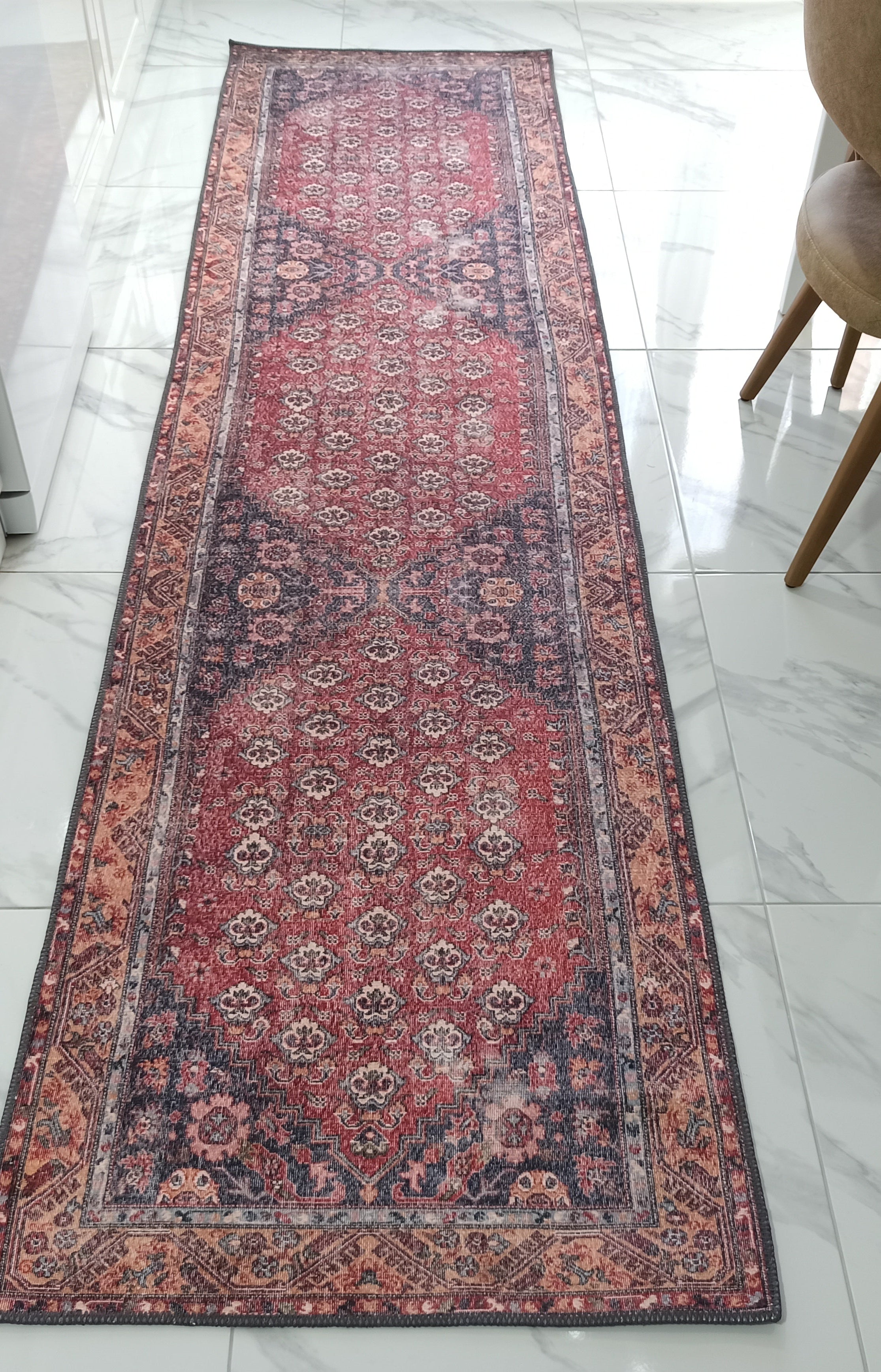 Nara Rug Turkish Red Orange Gray Rug