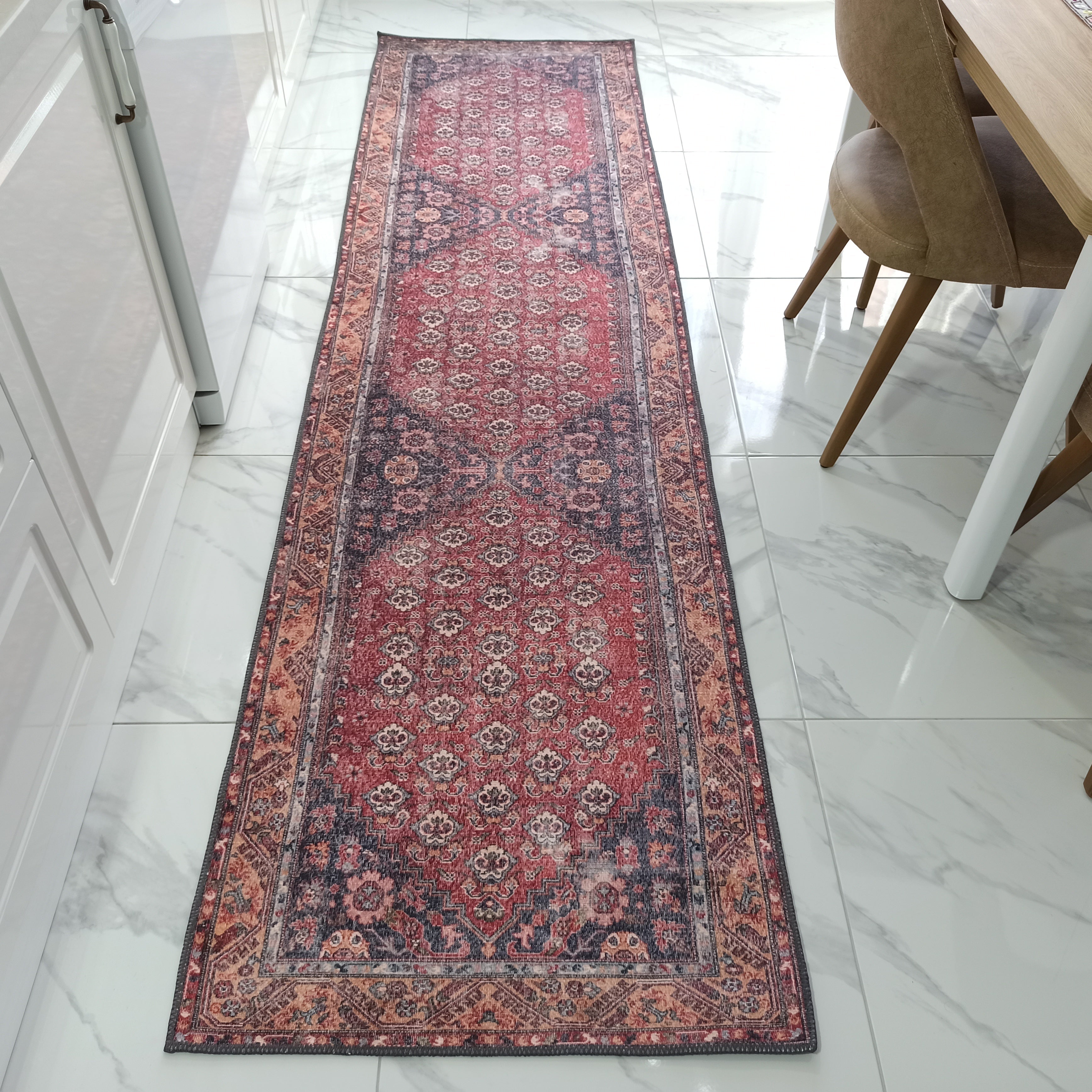 Nara Rug Turkish Red Orange Gray Rug