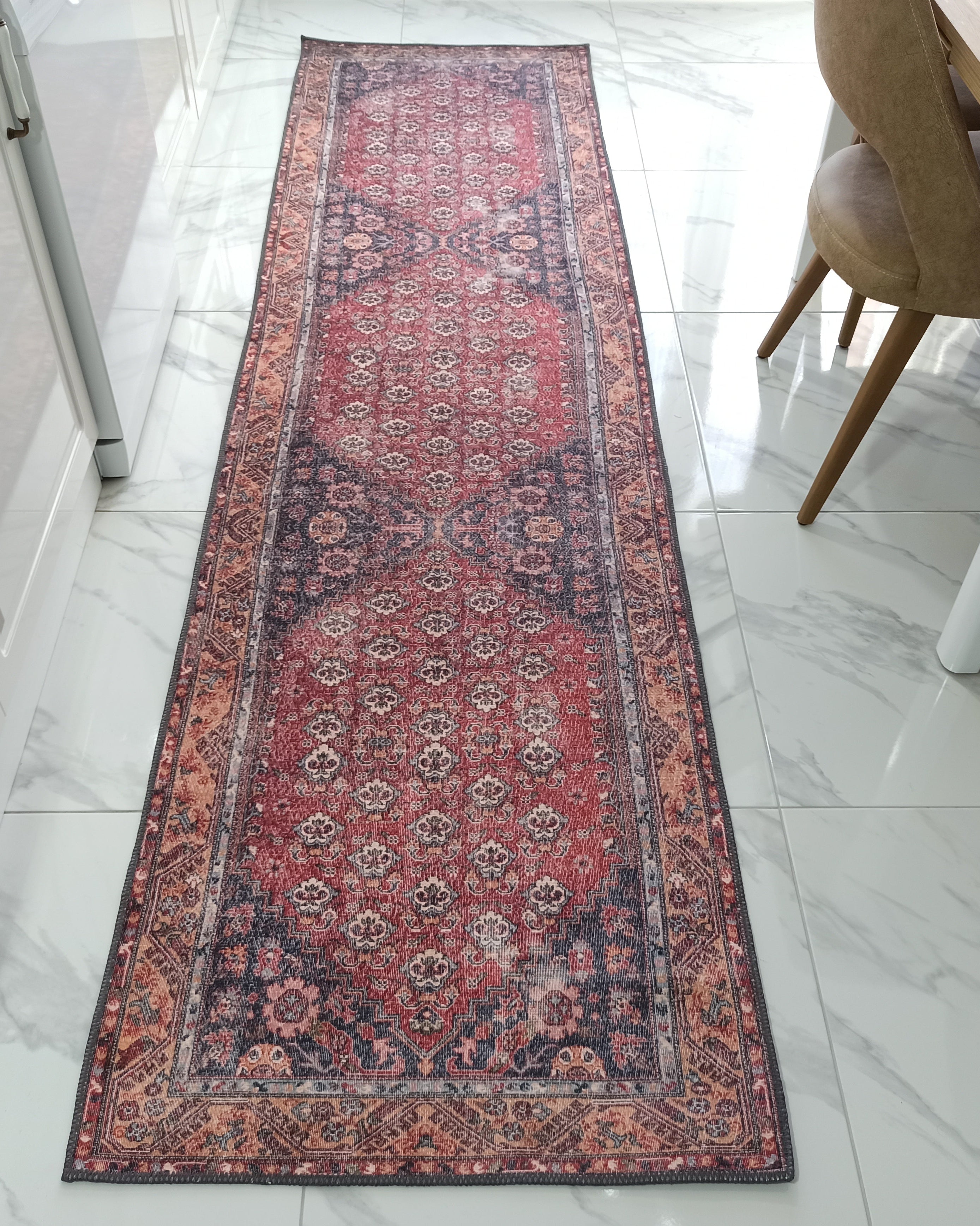 Nara Rug Turkish Red Orange Gray Rug