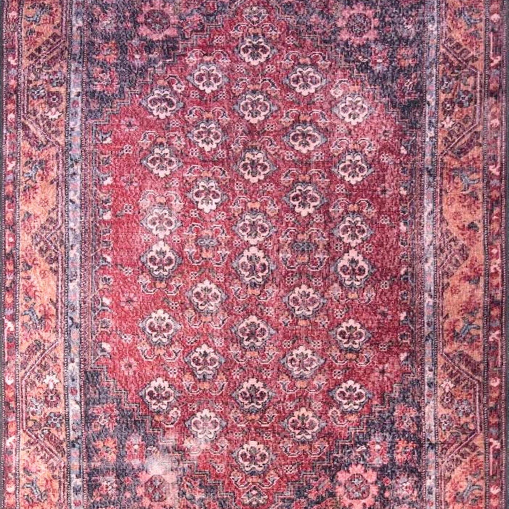 Nara Rug Turkish Red Orange Gray Rug