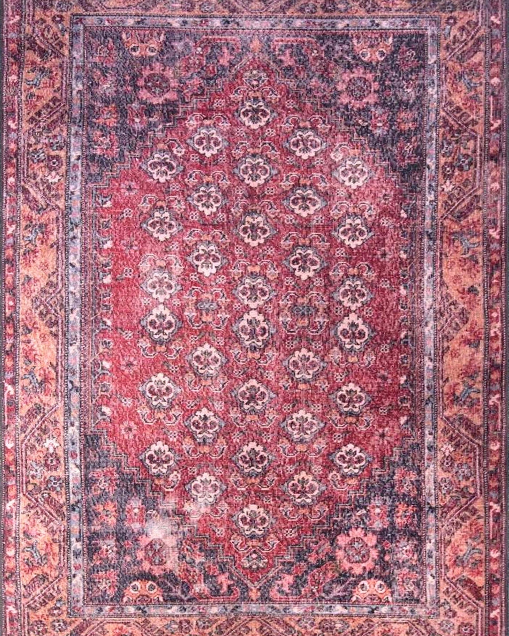 Nara Rug Turkish Red Orange Gray Rug