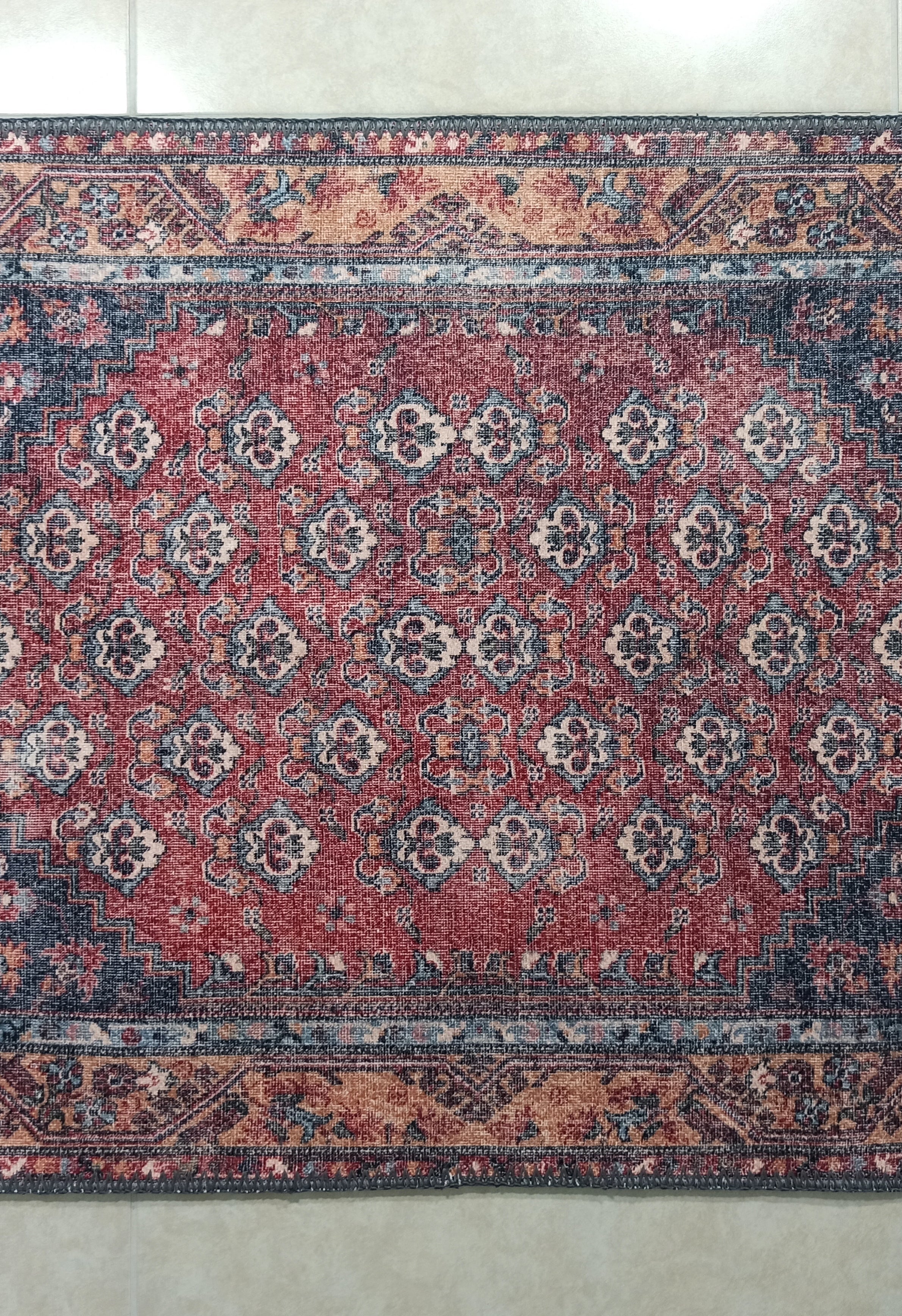 Nara Rug Turkish Red Orange Gray Rug