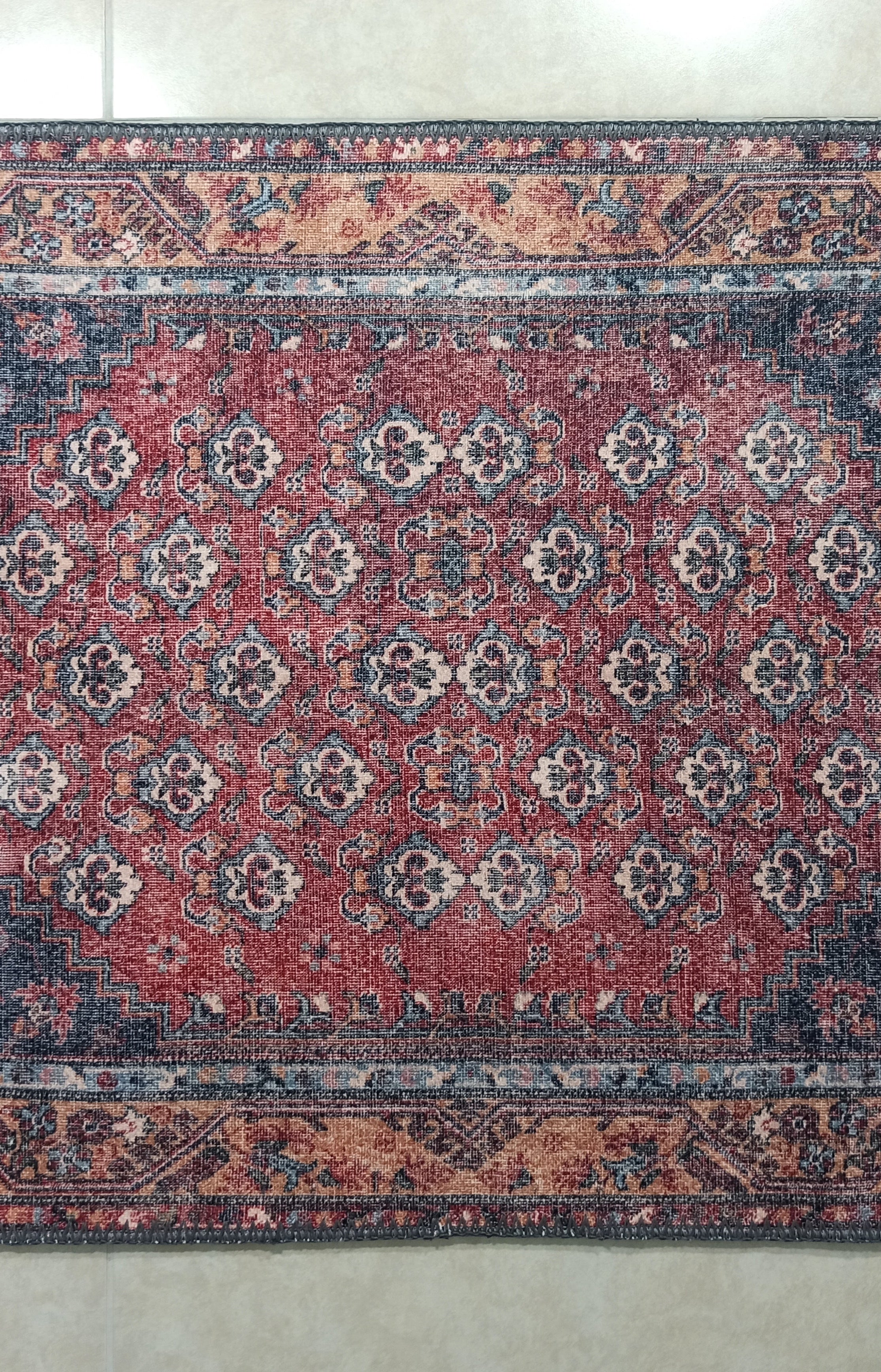 Nara Rug Turkish Red Orange Gray Rug