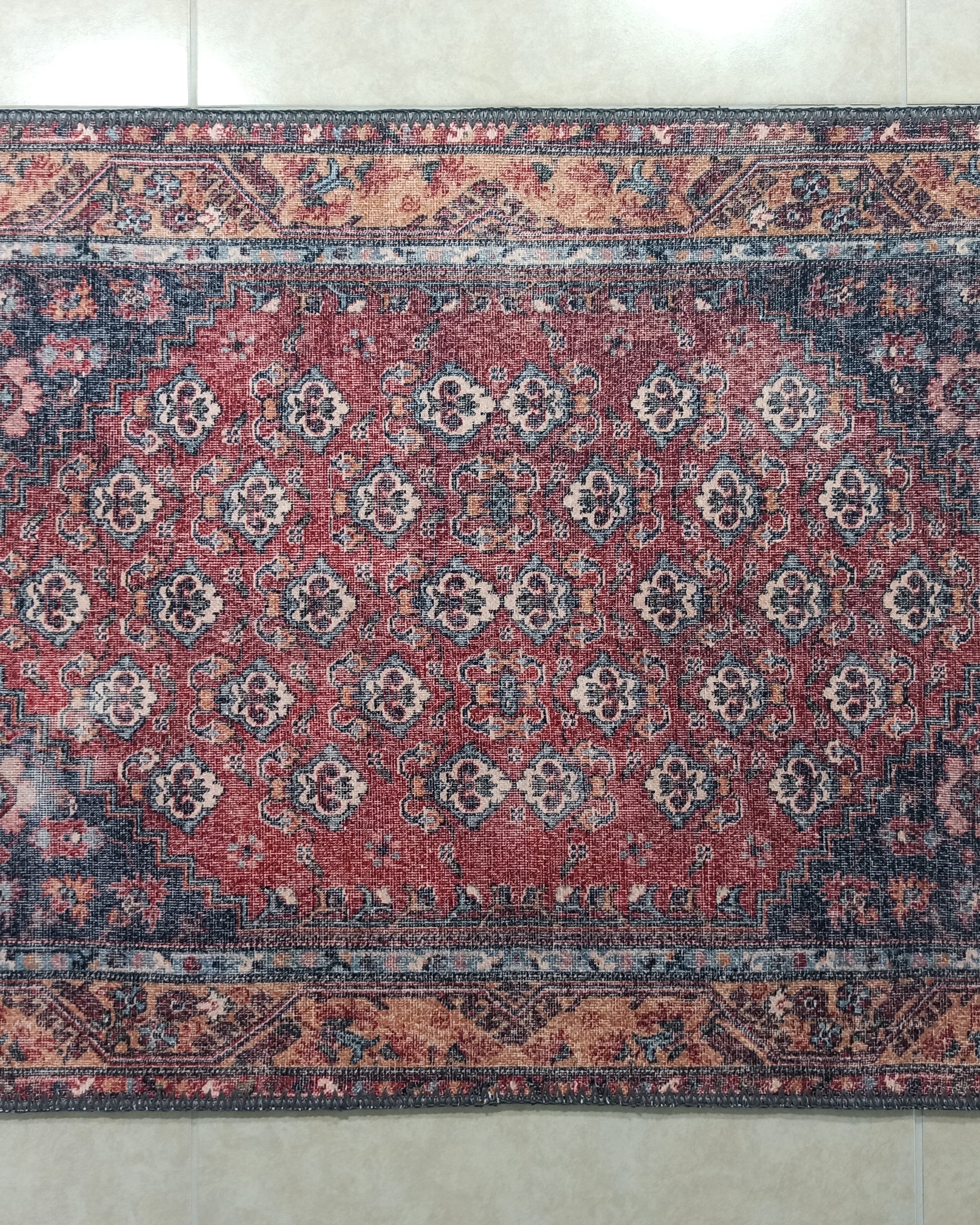 Nara Rug Turkish Red Orange Gray Rug