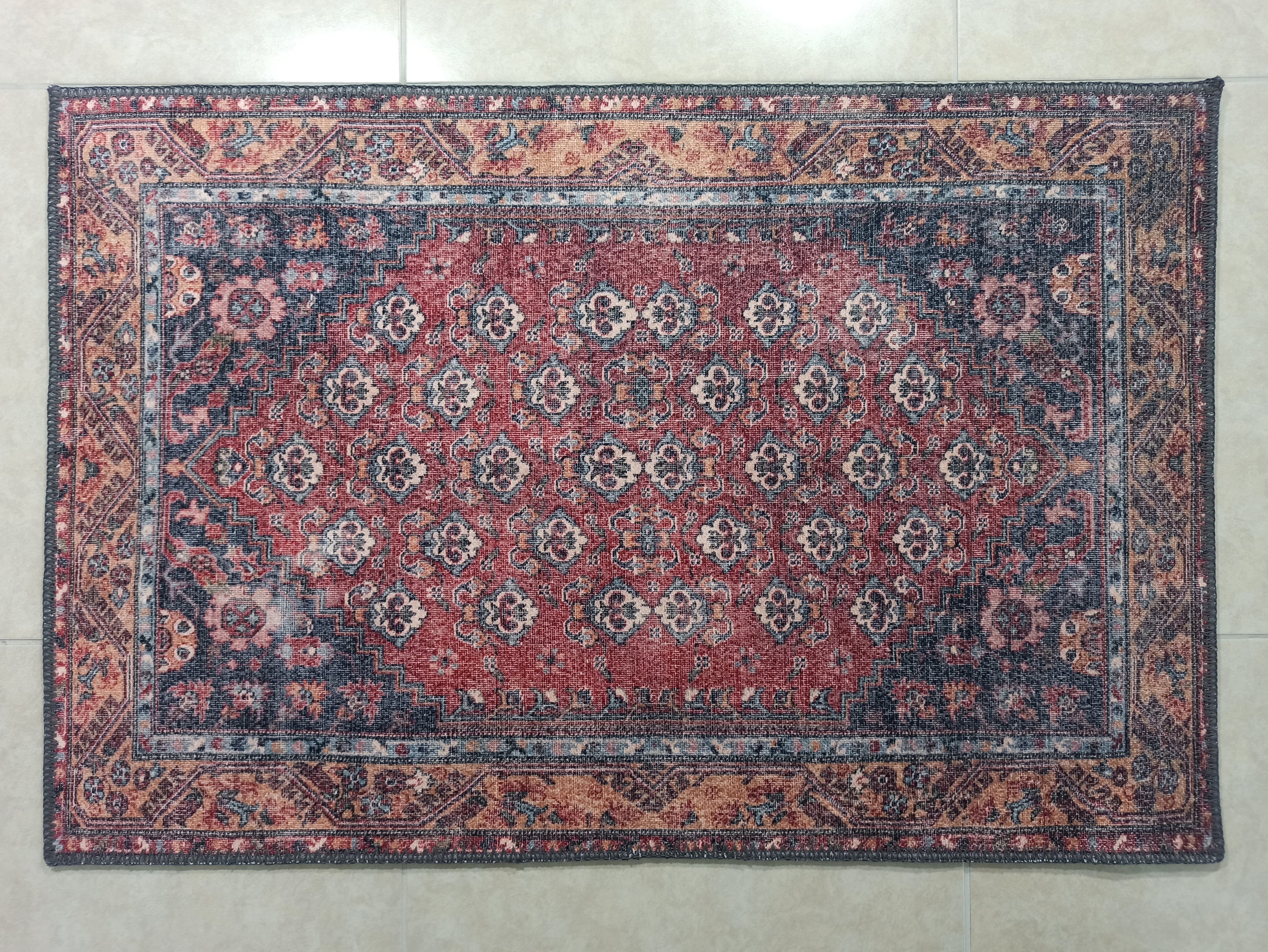 Nara Rug Turkish Red Orange Gray Rug