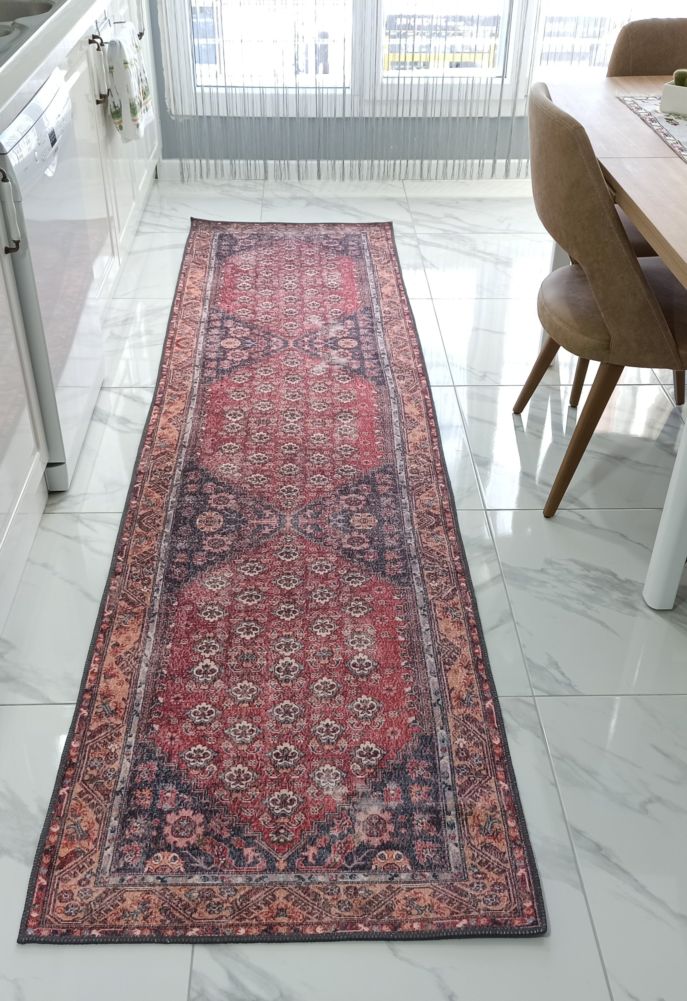 Nara Rug Turkish Red Orange Gray Rug