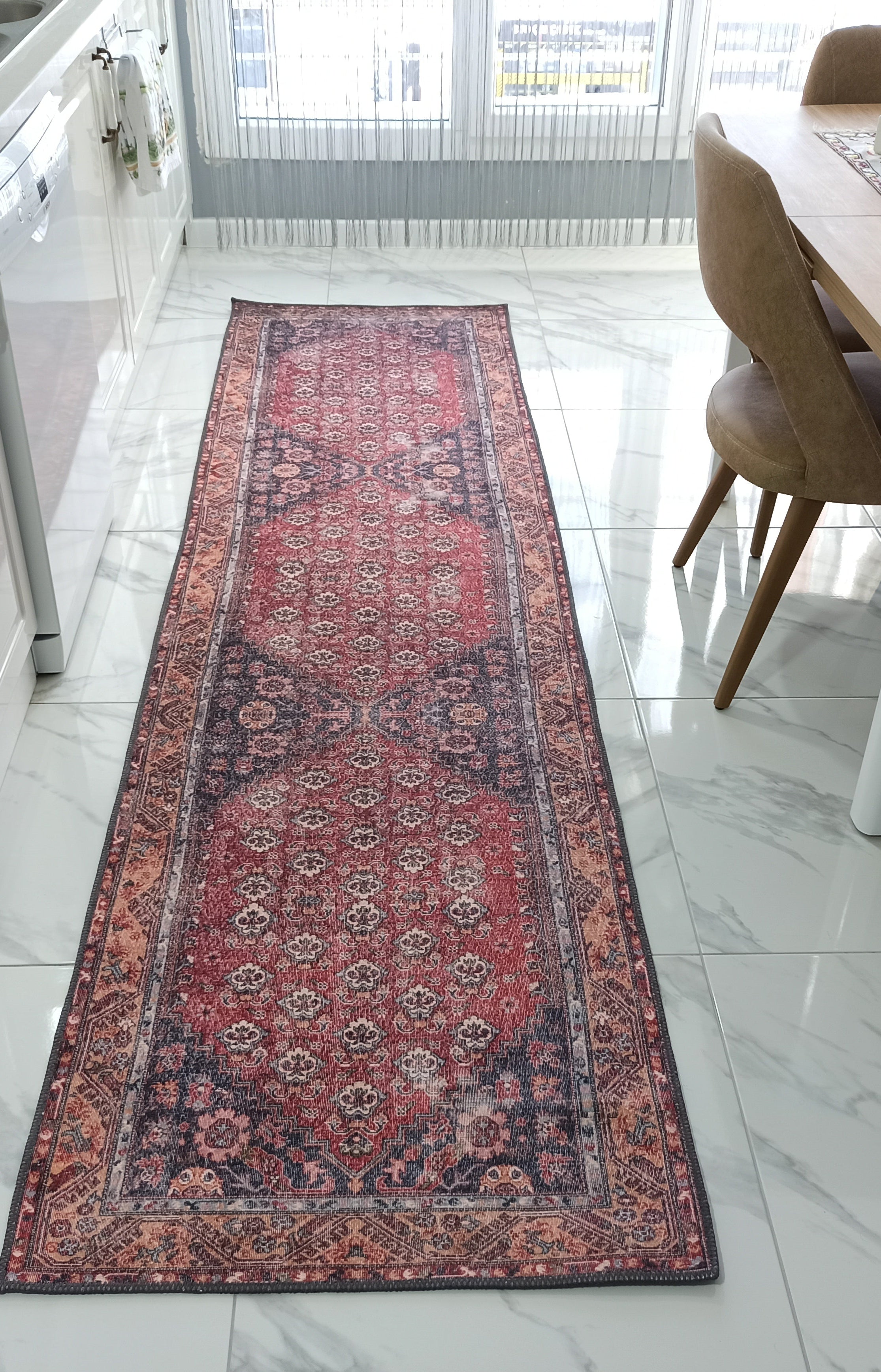 Nara Rug Turkish Red Orange Gray Rug