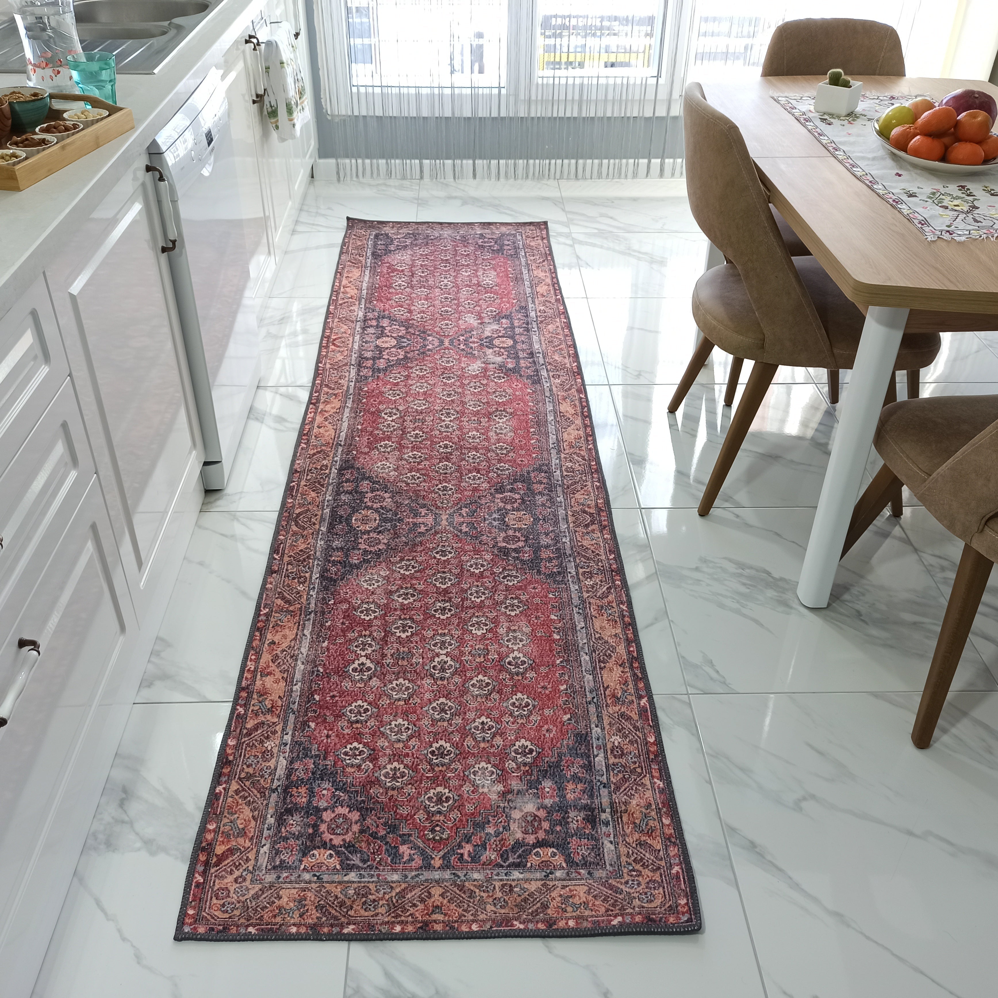 Nara Rug Turkish Red Orange Gray Rug