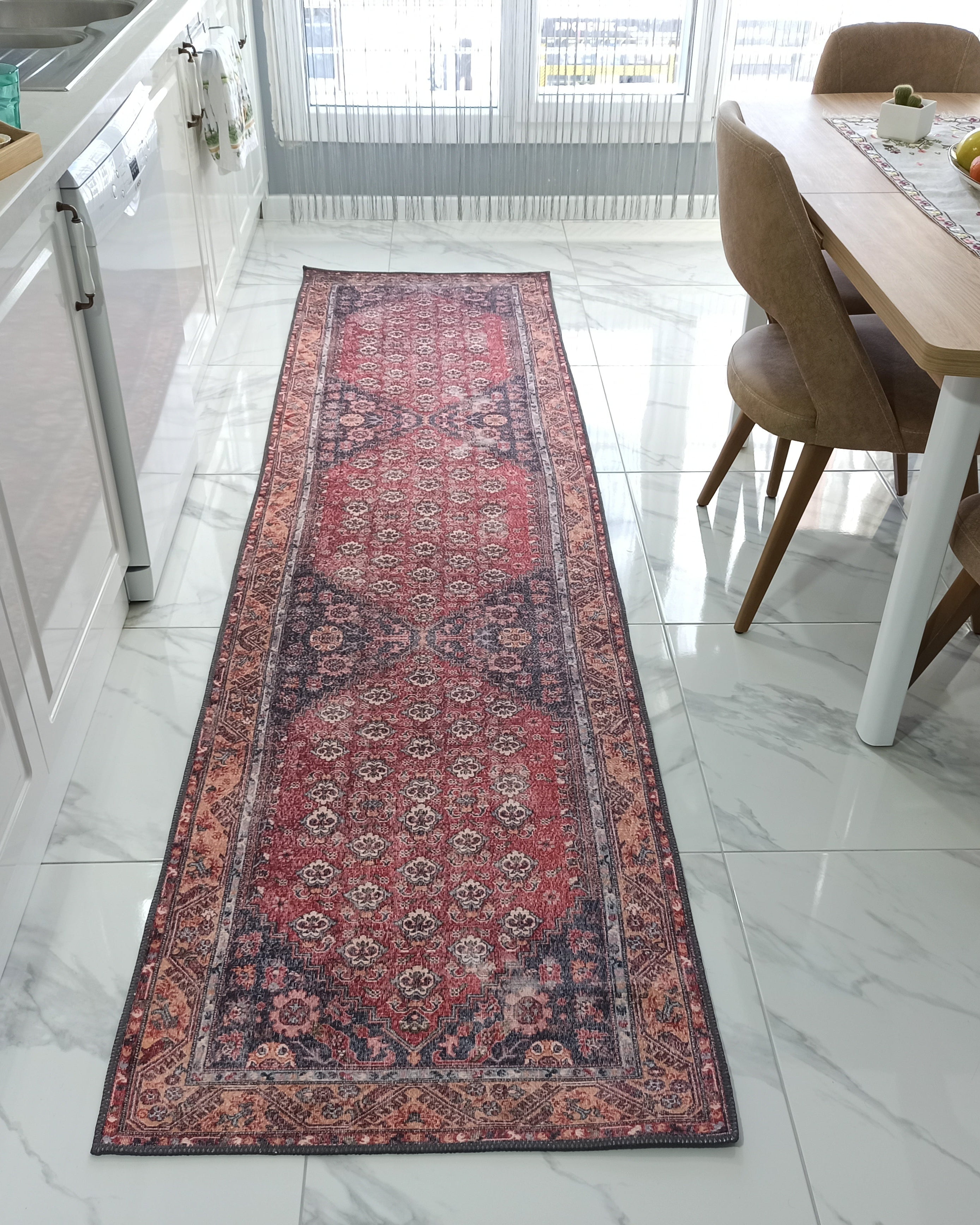 Nara Rug Turkish Red Orange Gray Rug