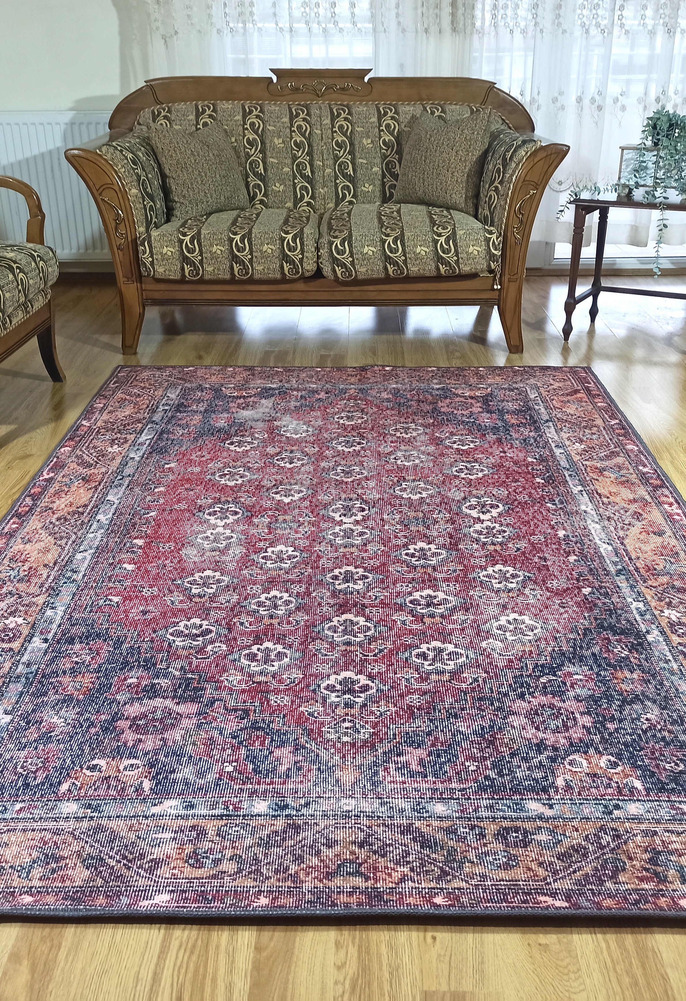 Nara Rug Turkish Red Orange Gray Rug