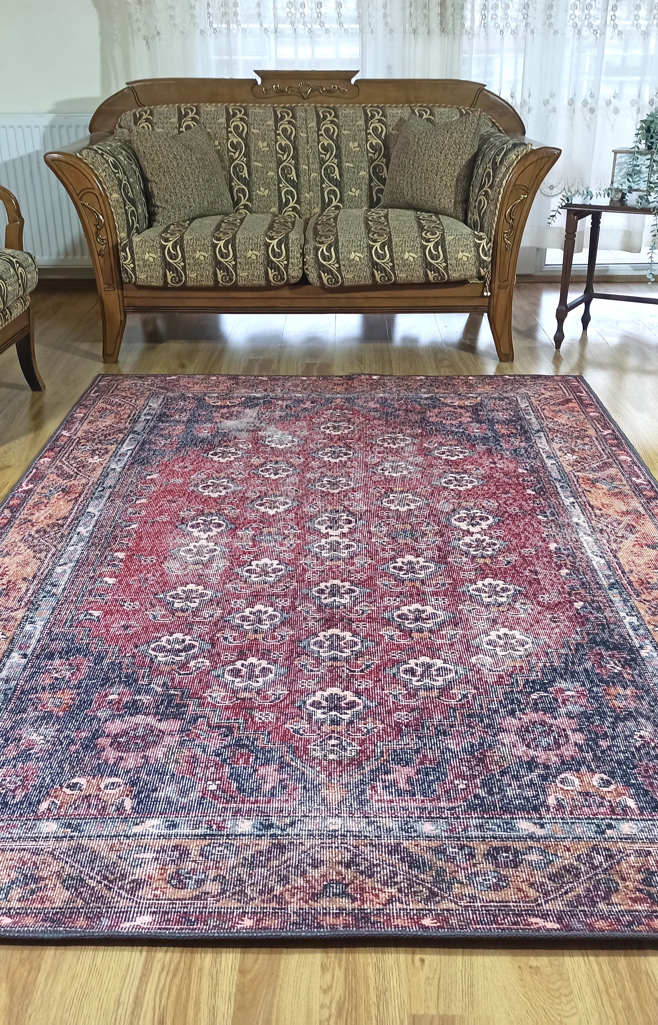 Nara Rug Turkish Red Orange Gray Rug