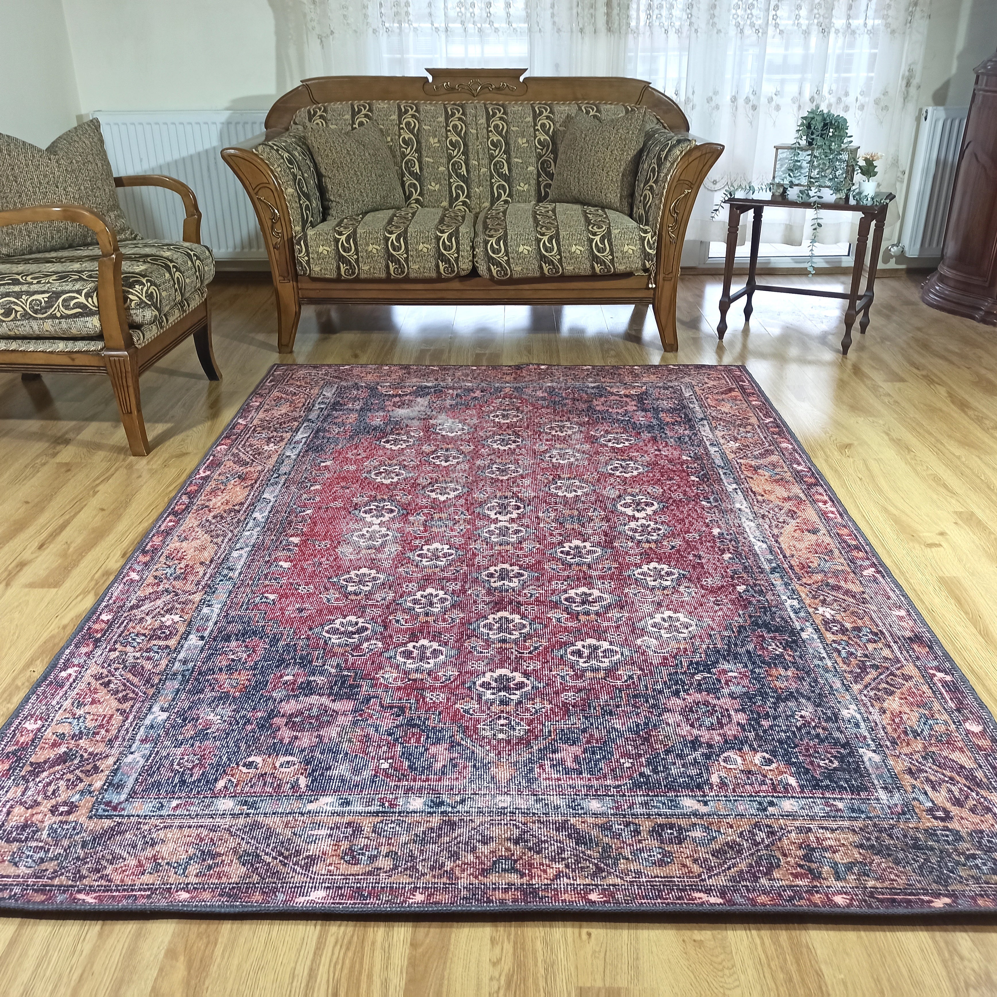 Nara Rug Turkish Red Orange Gray Rug