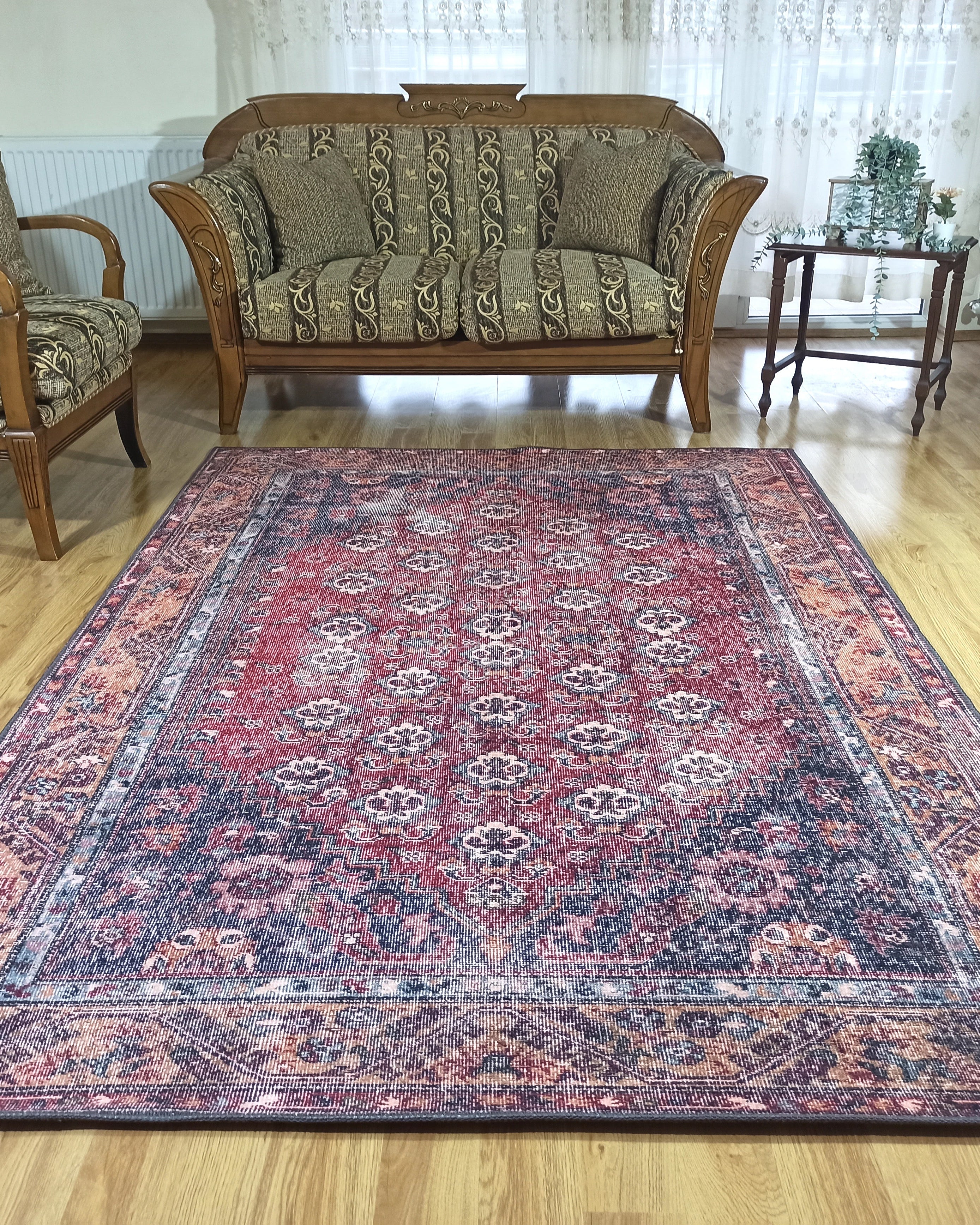 Nara Rug Turkish Red Orange Gray Rug