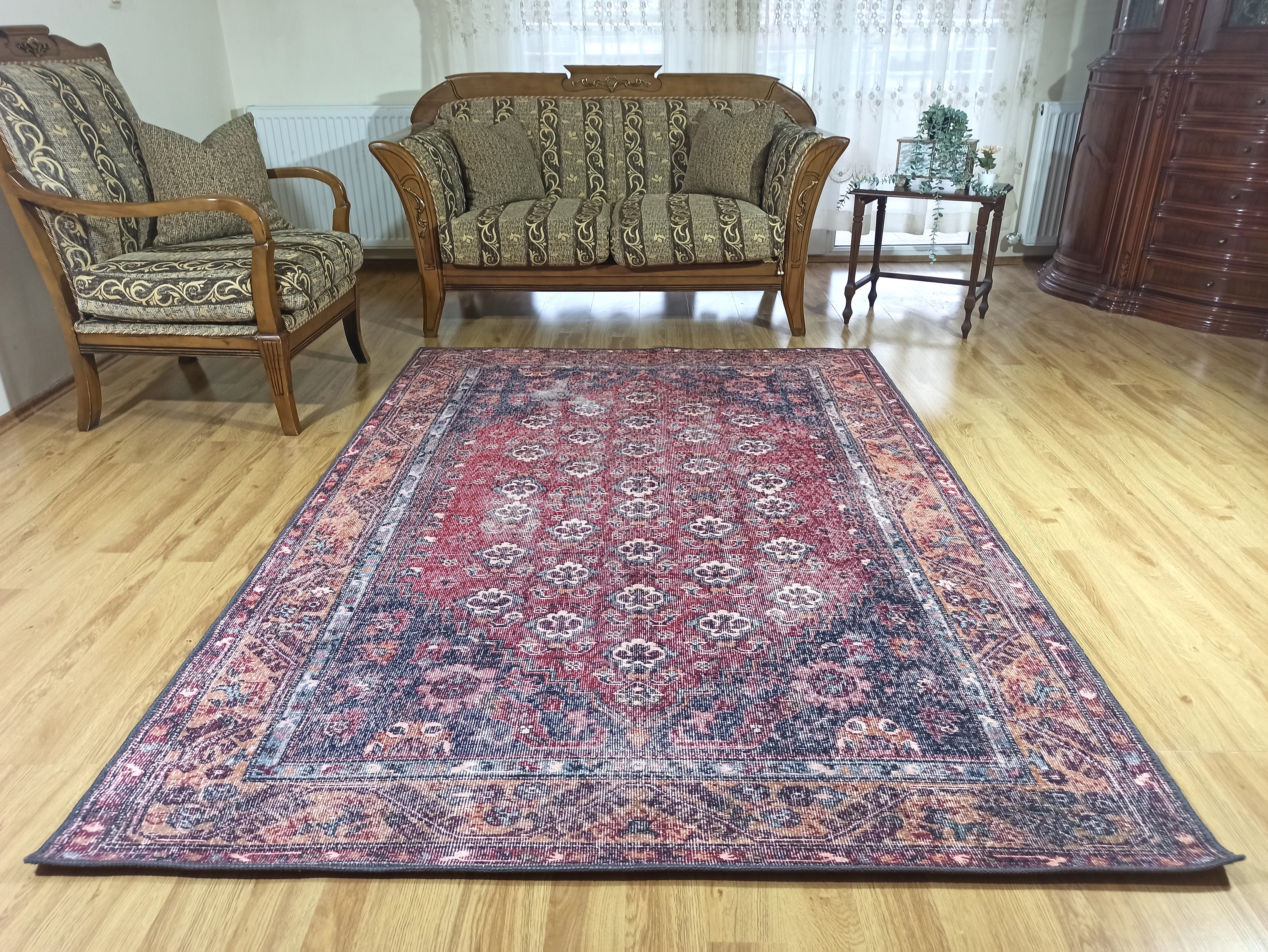 Nara Rug Turkish Red Orange Gray Rug