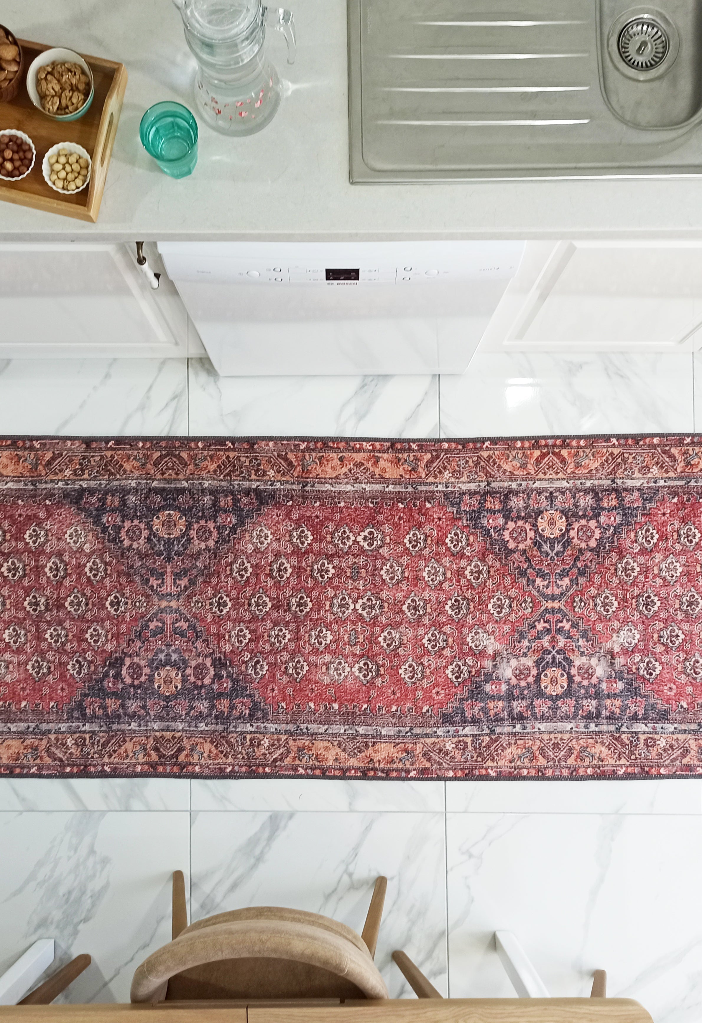 Nara Rug Turkish Red Orange Gray Rug