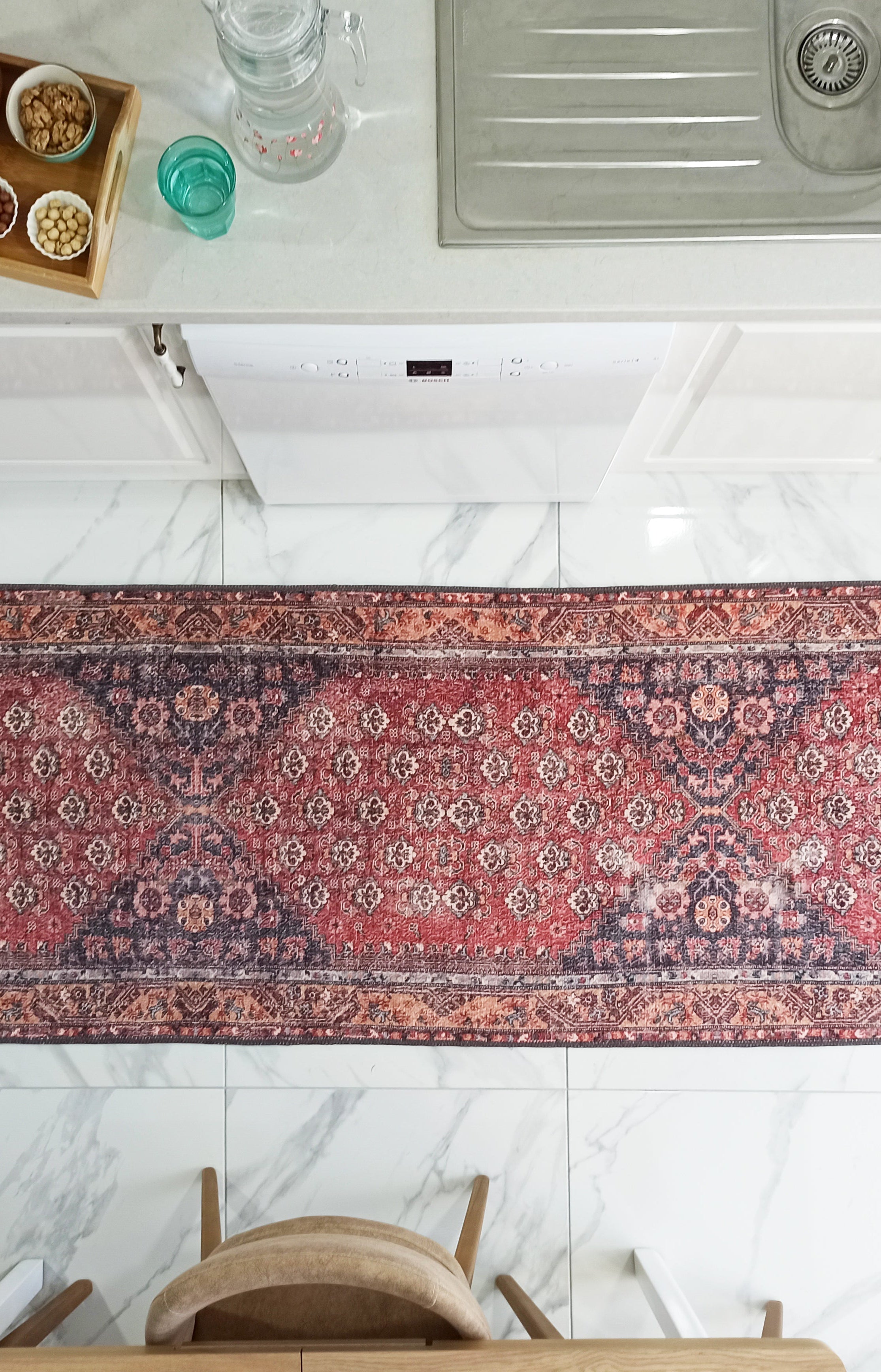 Nara Rug Turkish Red Orange Gray Rug