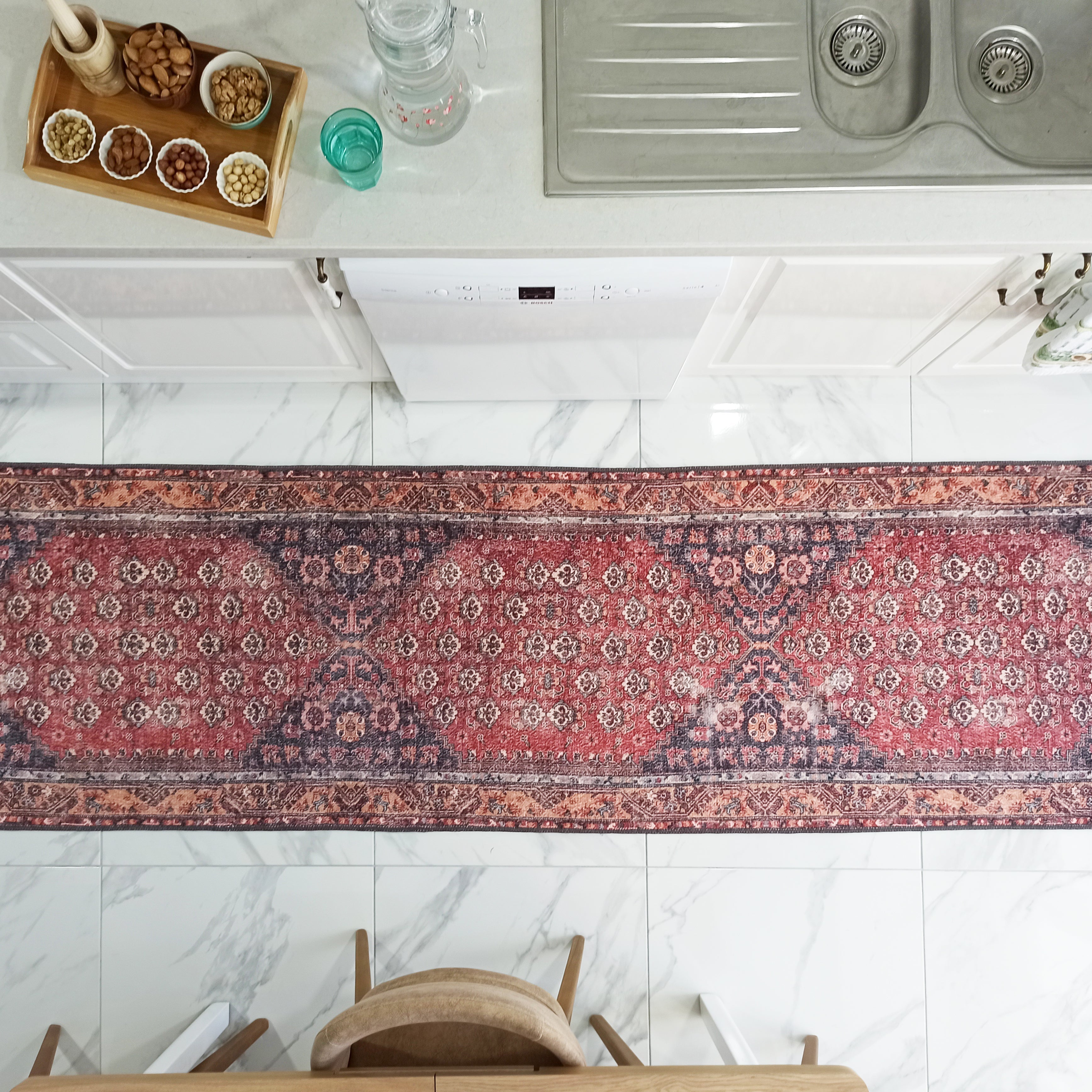 Nara Rug Turkish Red Orange Gray Rug