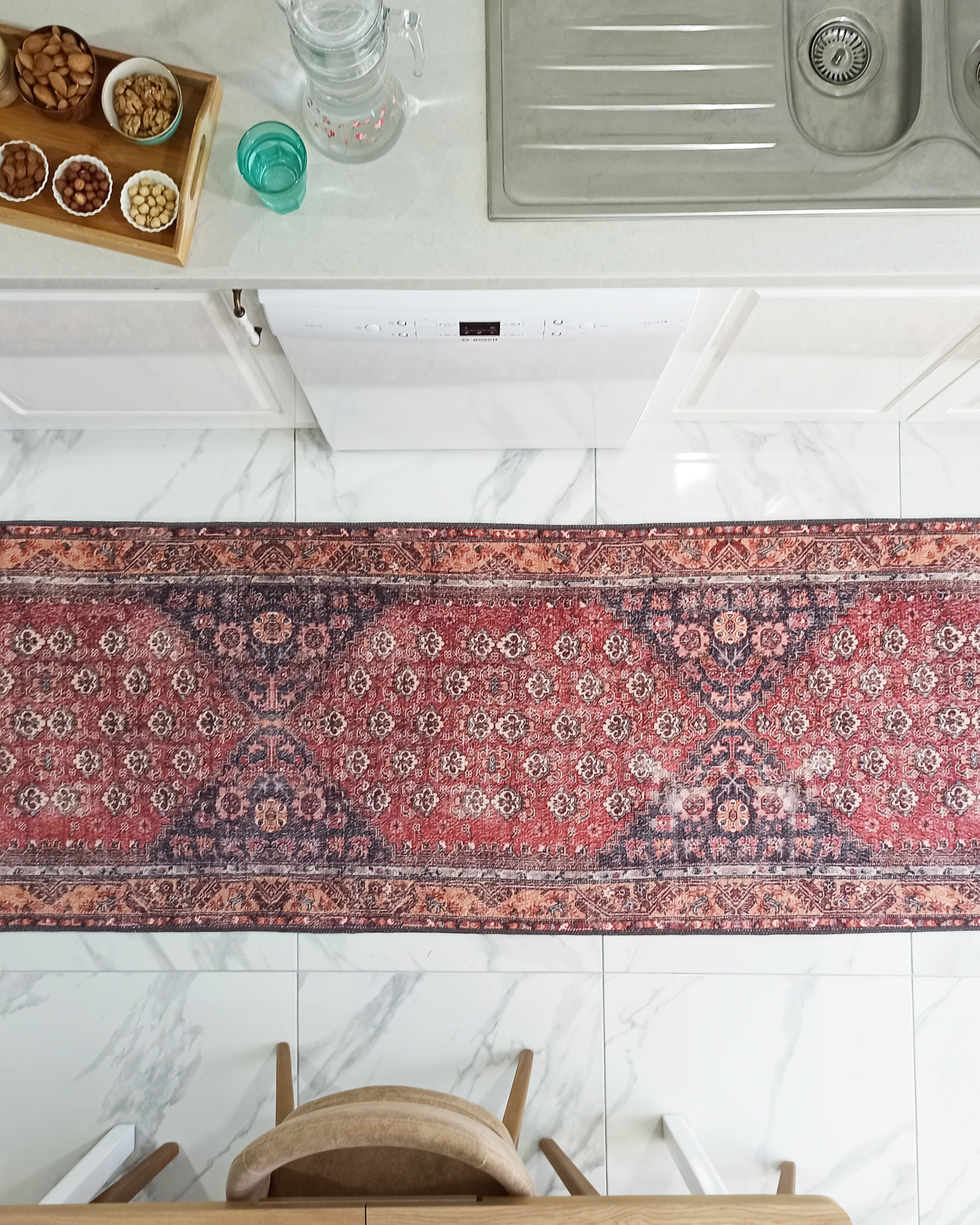 Nara Rug Turkish Red Orange Gray Rug