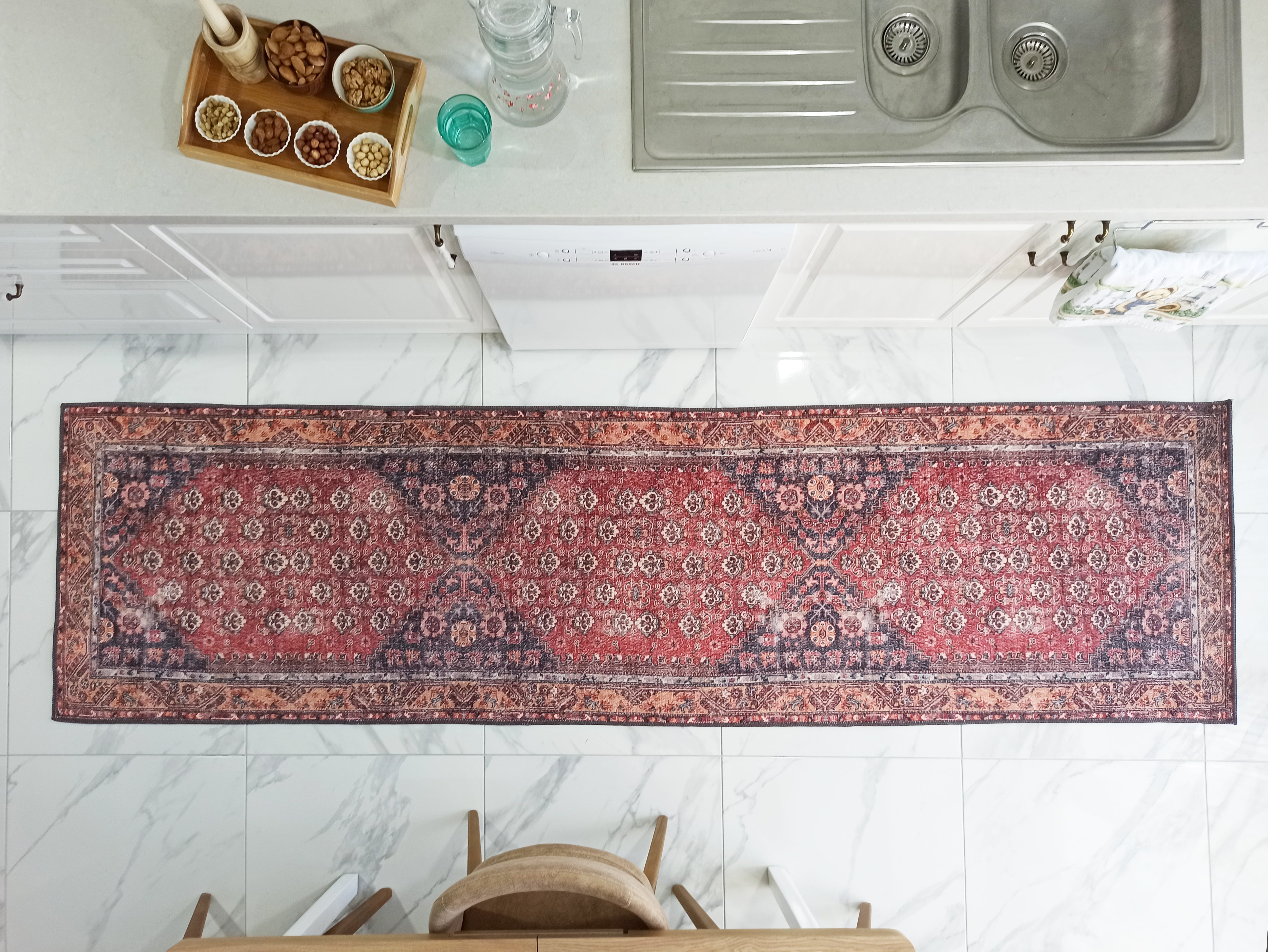 Nara Rug Turkish Red Orange Gray Rug