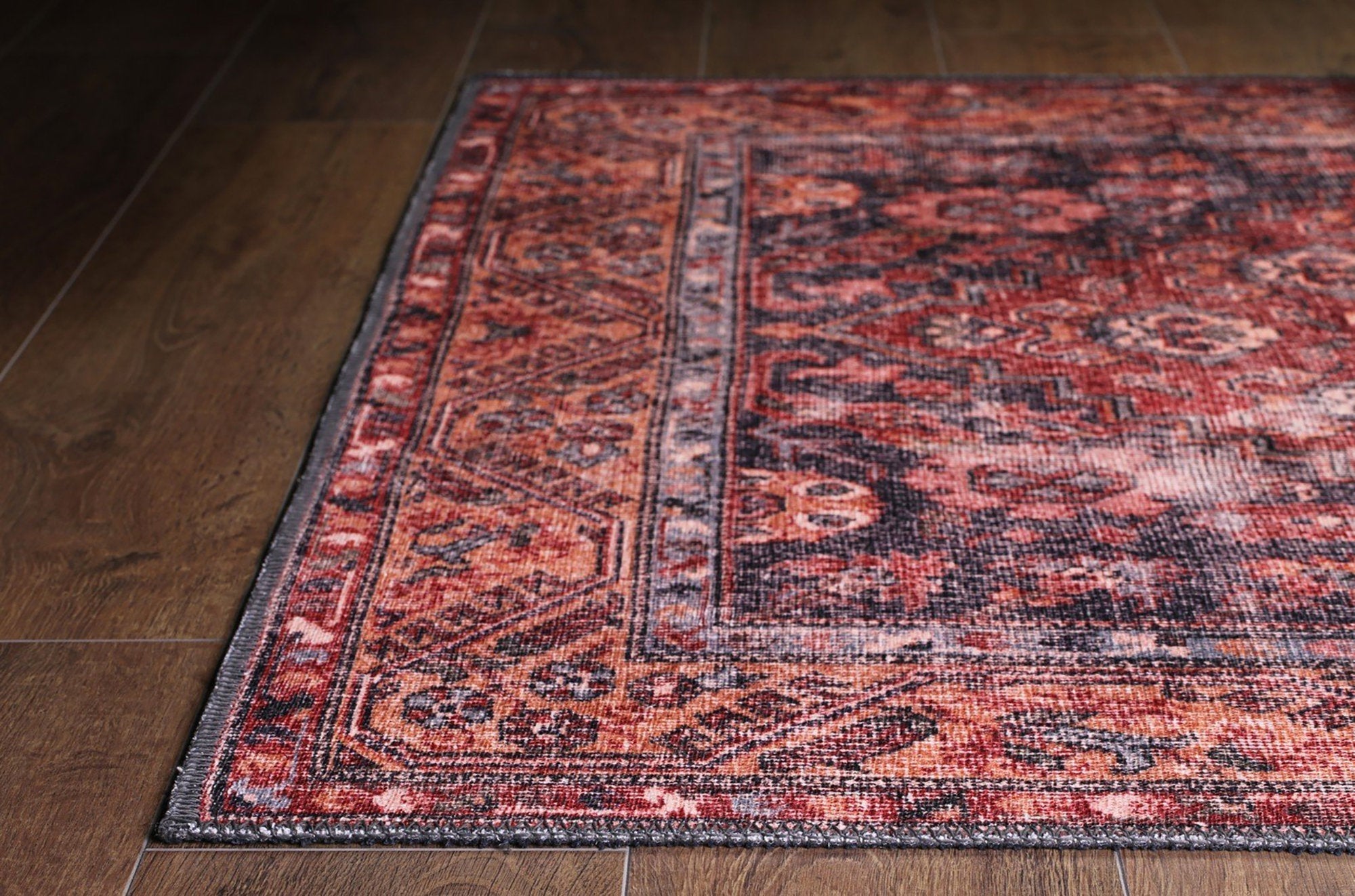 Nara Rug Turkish Red Orange Gray Rug