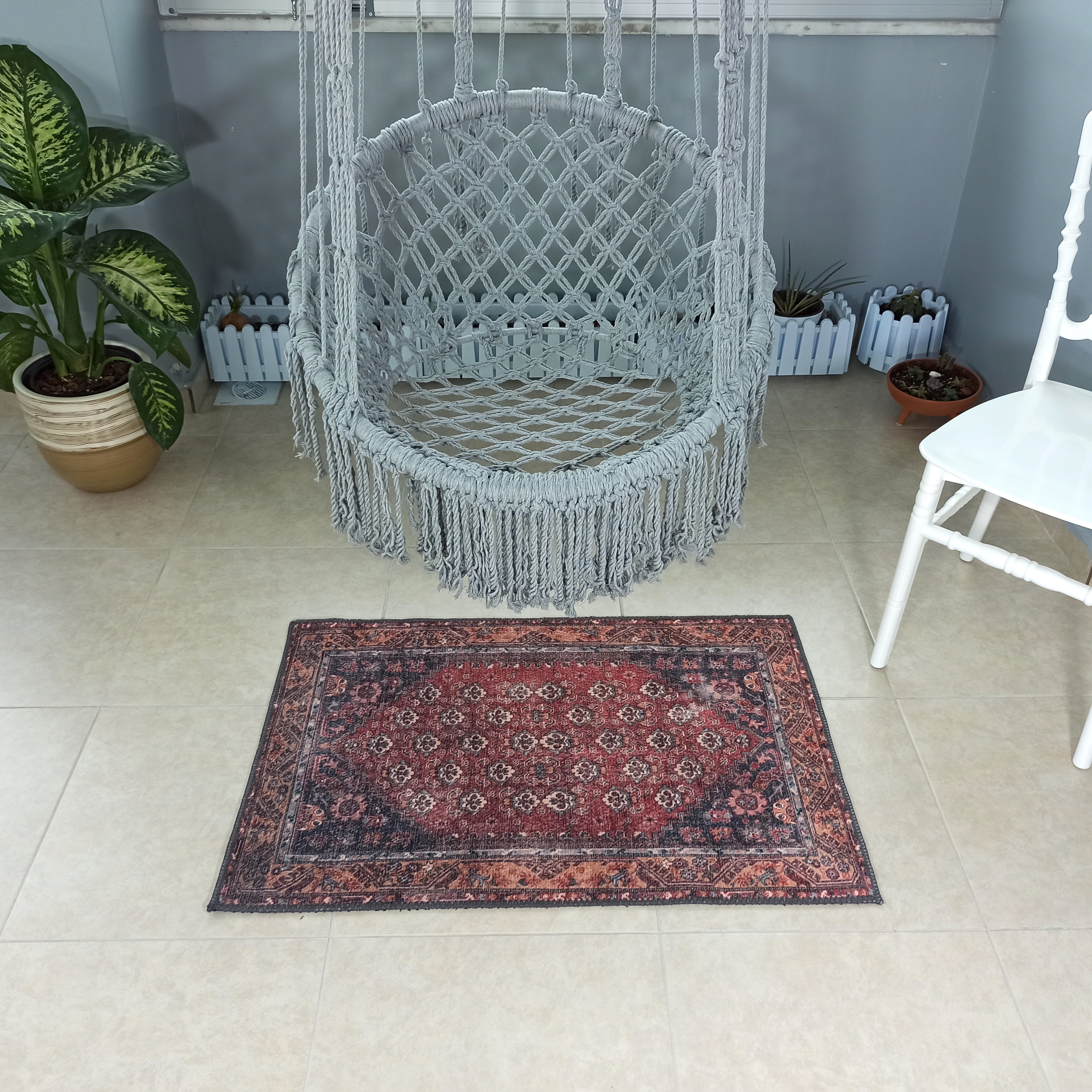 Nara Rug Turkish Red Orange Gray Rug