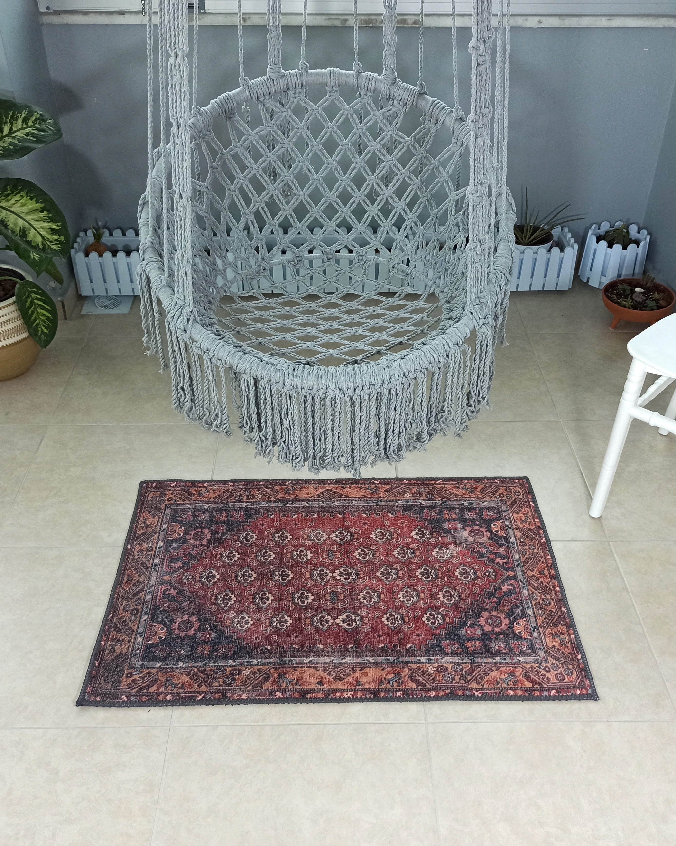 Nara Rug Turkish Red Orange Gray Rug