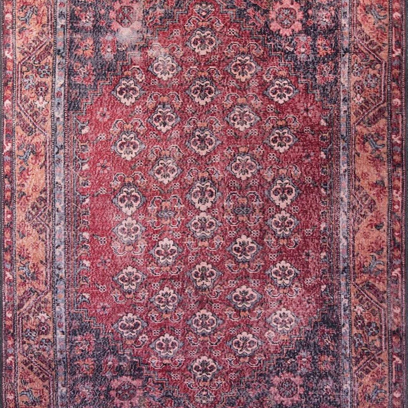 Nara Rug Turkish Red Orange Gray Rug